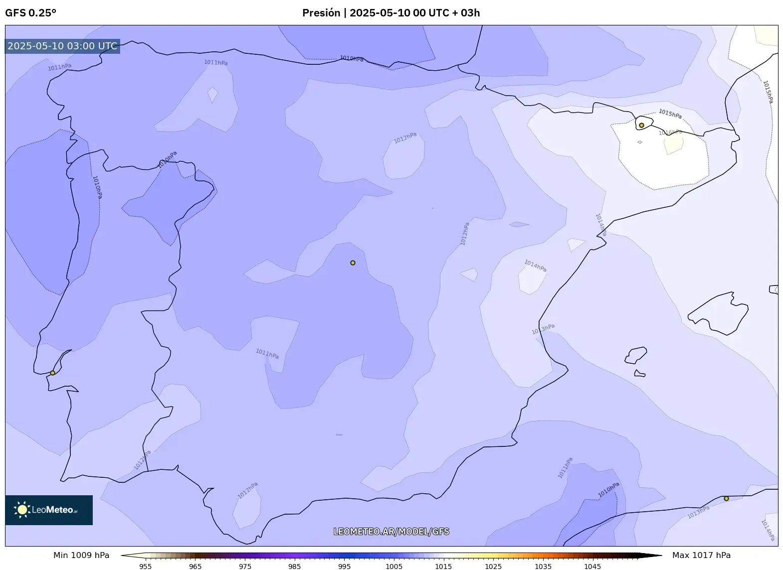 GFS - España, Presión GFS - España, Presión