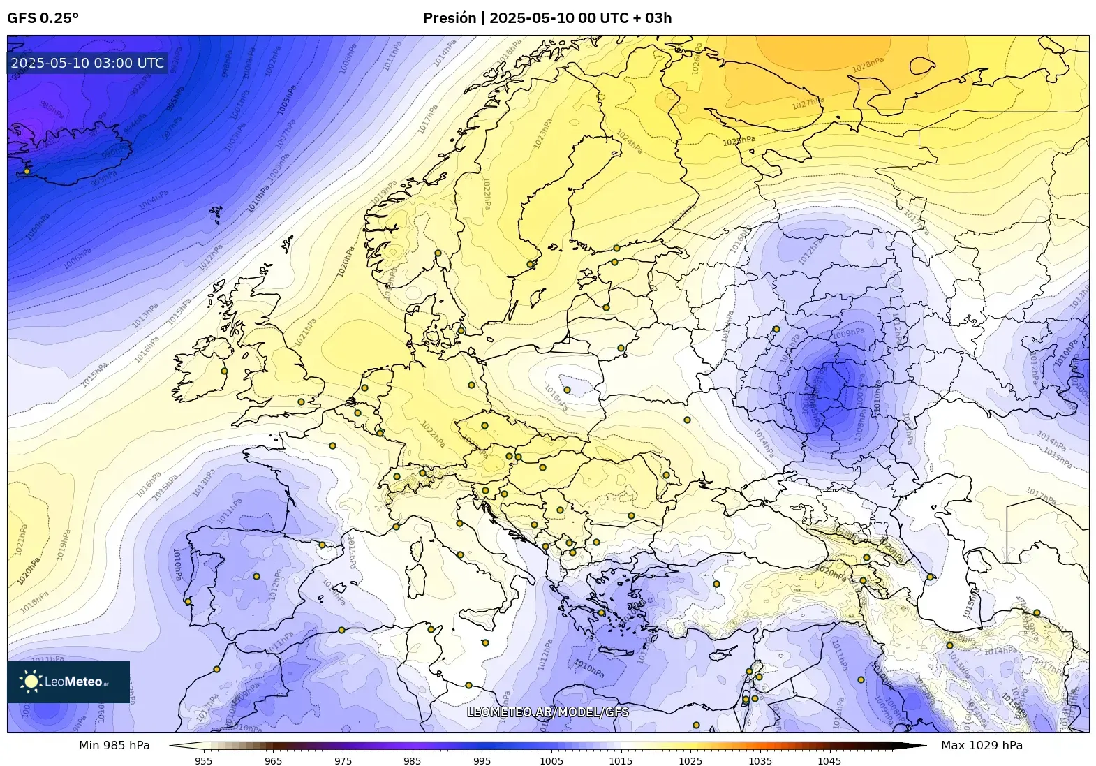 GFS - Europa, Presión