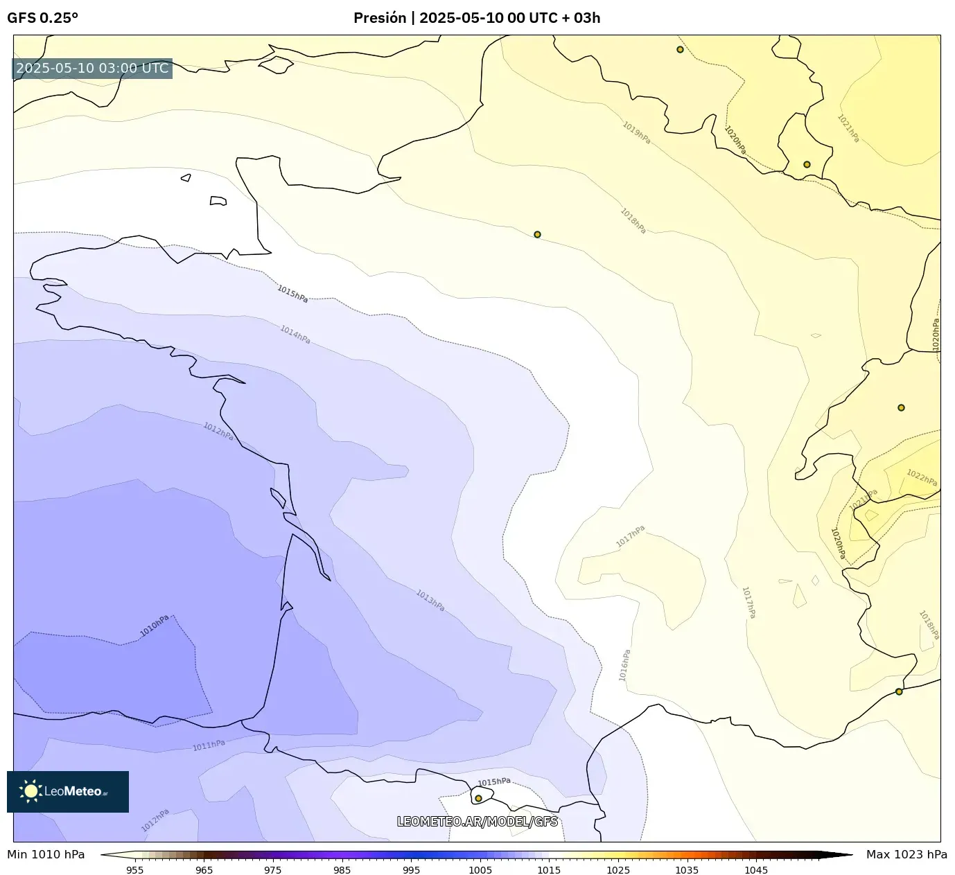 GFS - Francia, Presión GFS - Francia, Presión