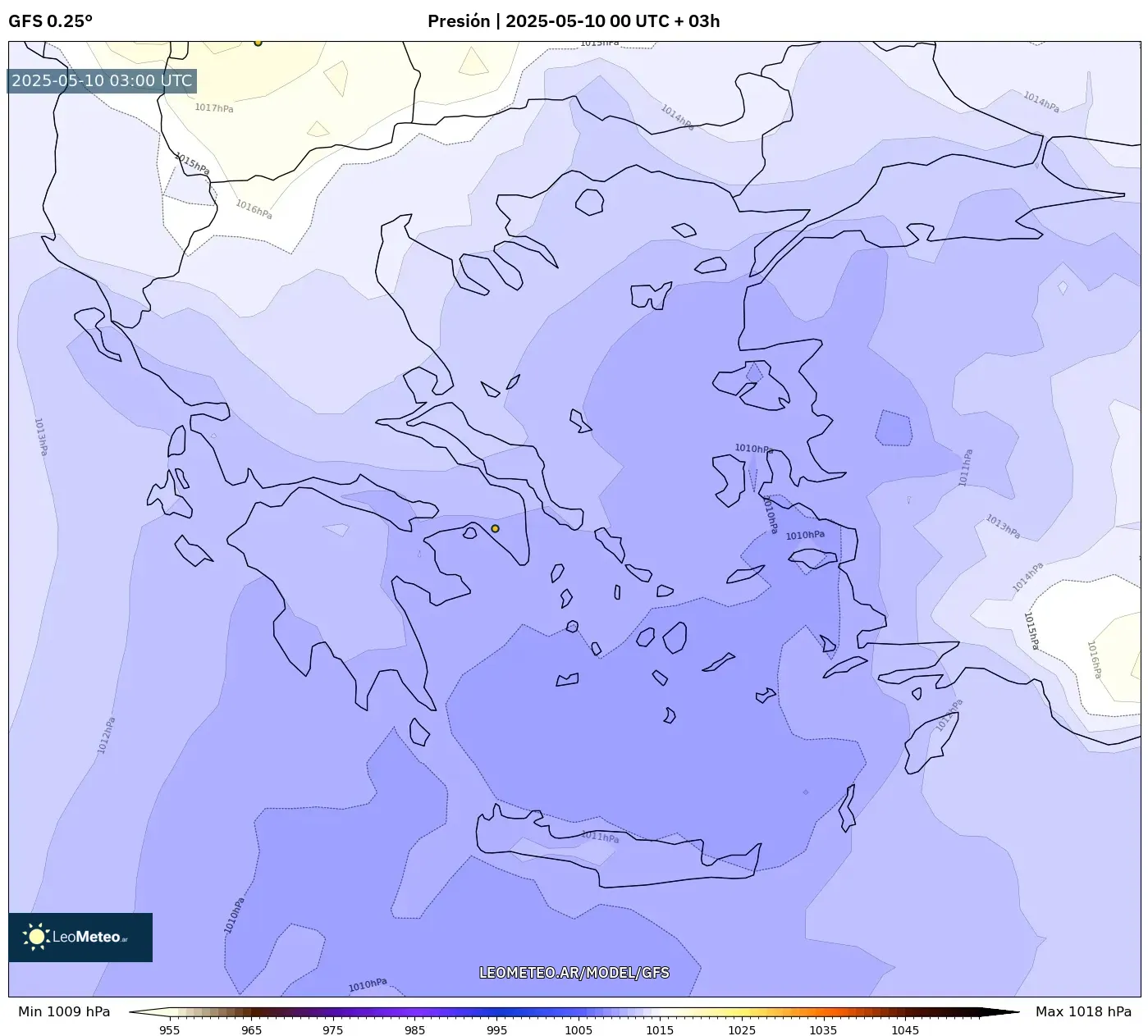 GFS - Grecia, Presión GFS - Grecia, Presión
