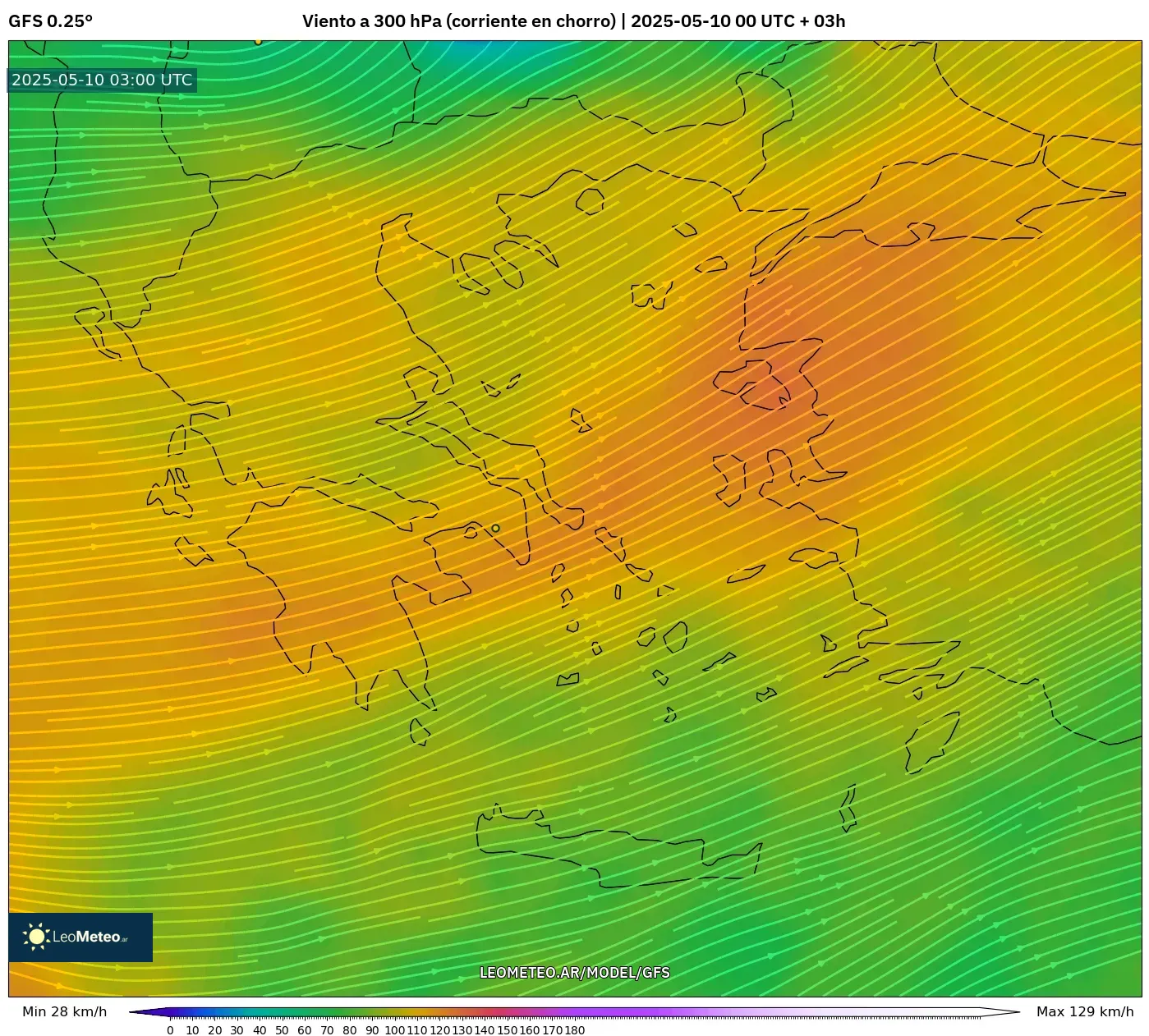GFS - Grecia, Viento a 300 hPa (corriente en chorro) GFS - Grecia, Viento a 300 hPa (corriente en chorro)