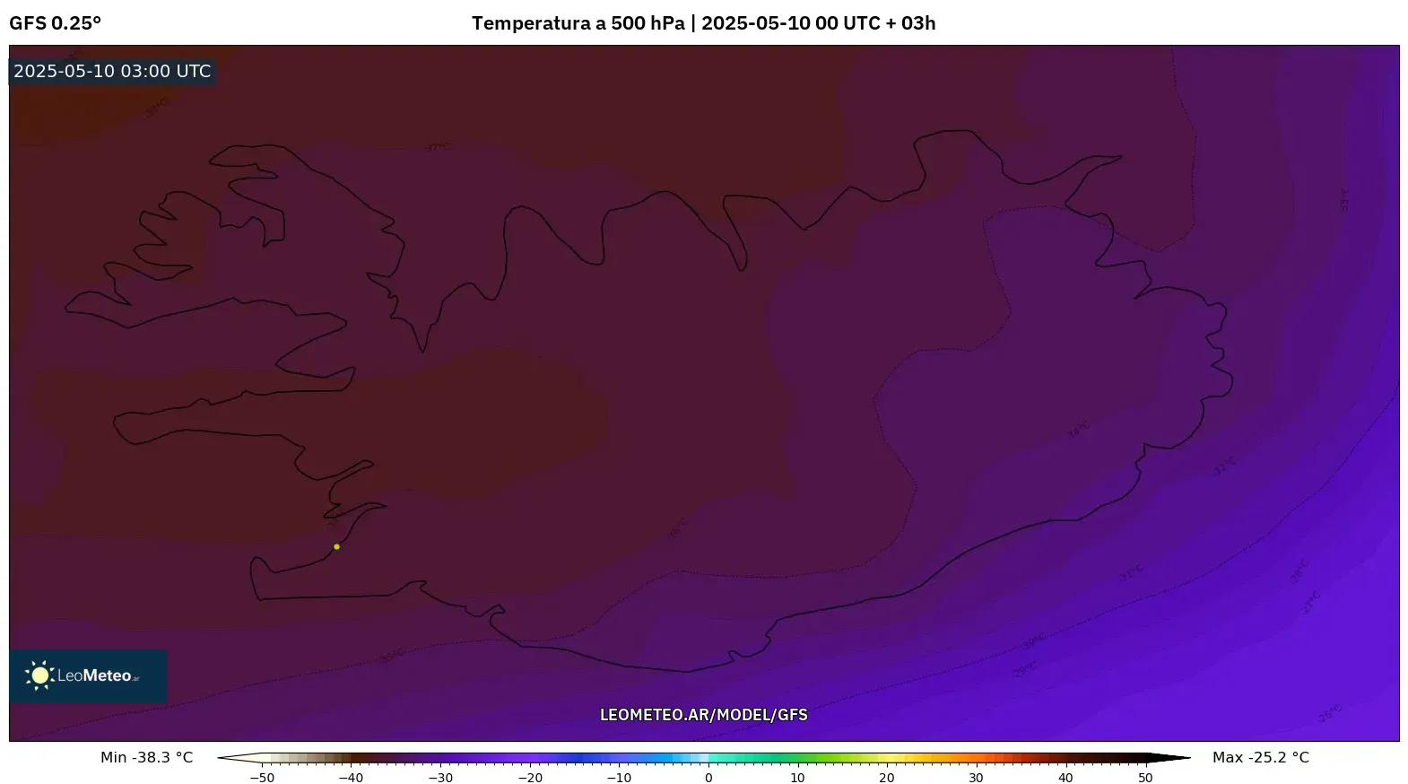 GFS - Islandia, Temperatura a 500 hPa GFS - Islandia, Temperatura a 500 hPa