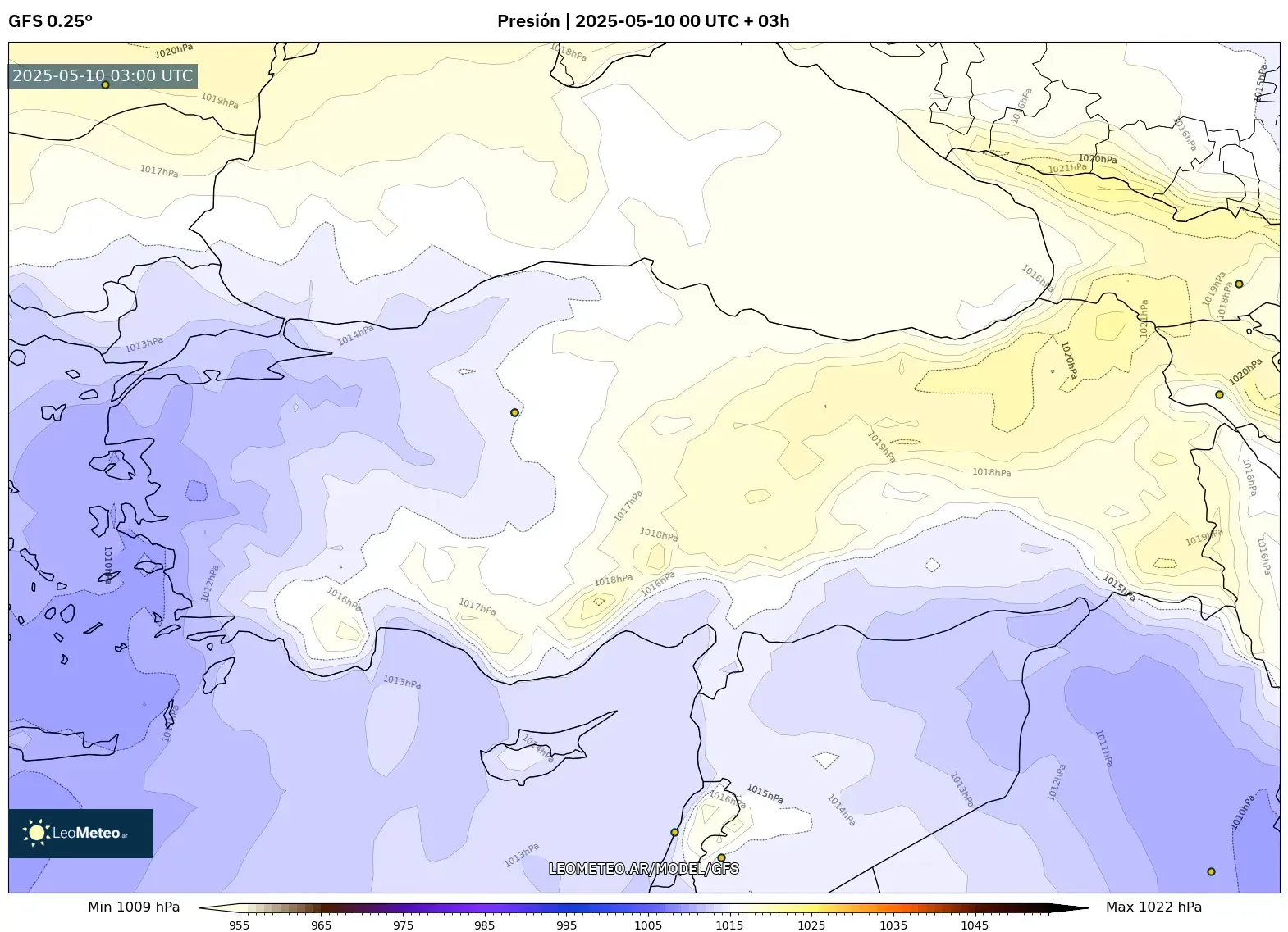 GFS - Turquía, Presión GFS - Turquía, Presión