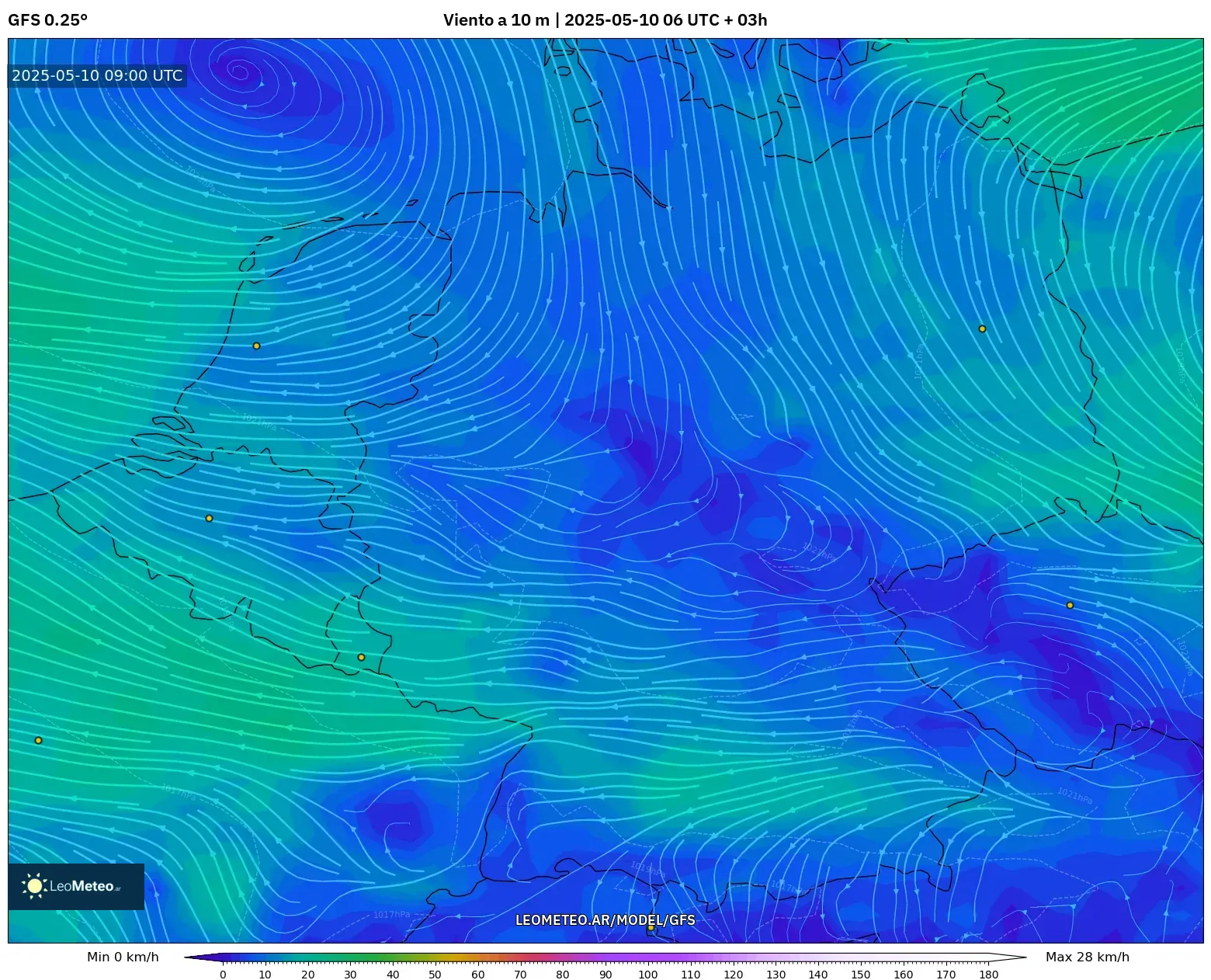 GFS - Alemania, Viento a 10 m GFS - Alemania, Viento a 10 m