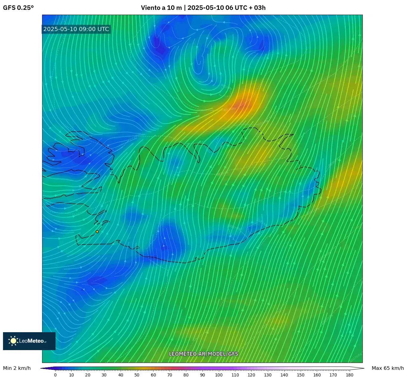 GFS - Argentina, Viento a 10 m GFS - Argentina, Viento a 10 m