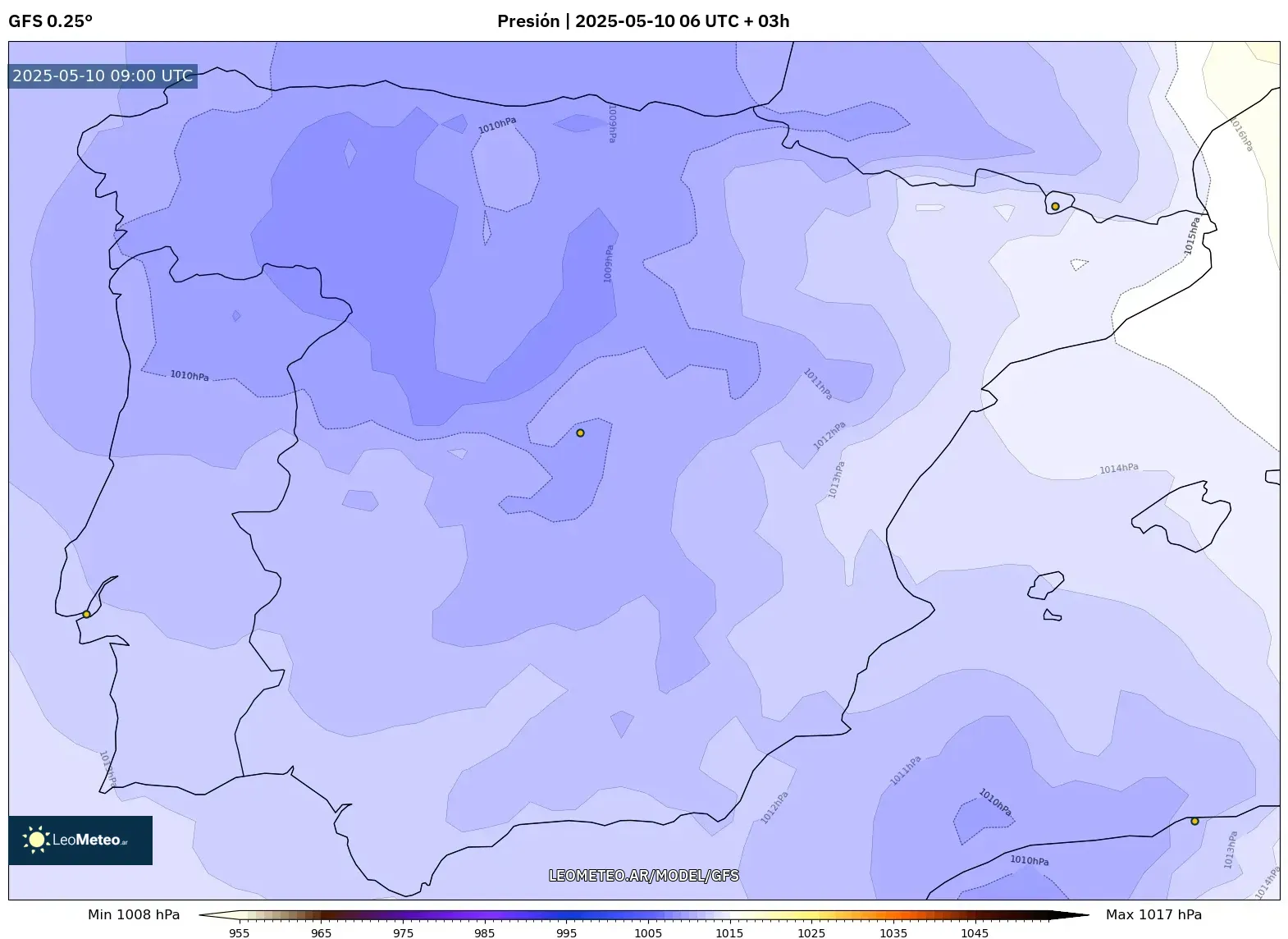 GFS - España, Presión GFS - España, Presión