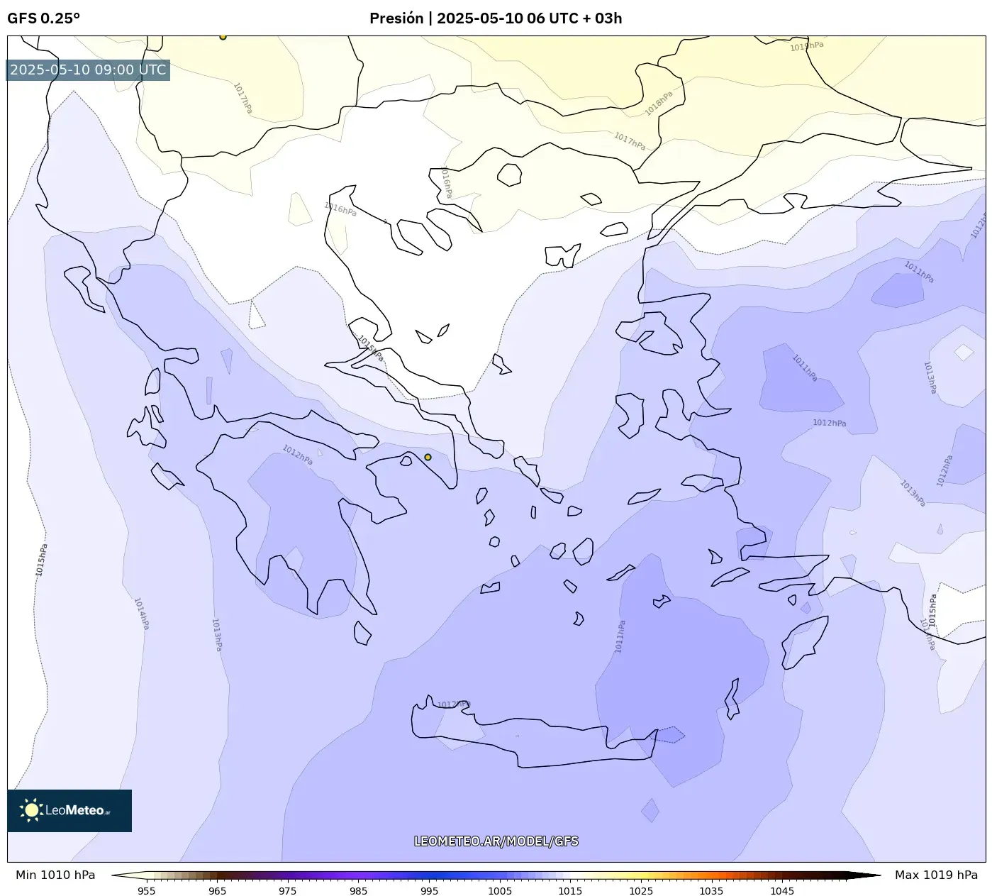 GFS - Grecia, Presión GFS - Grecia, Presión