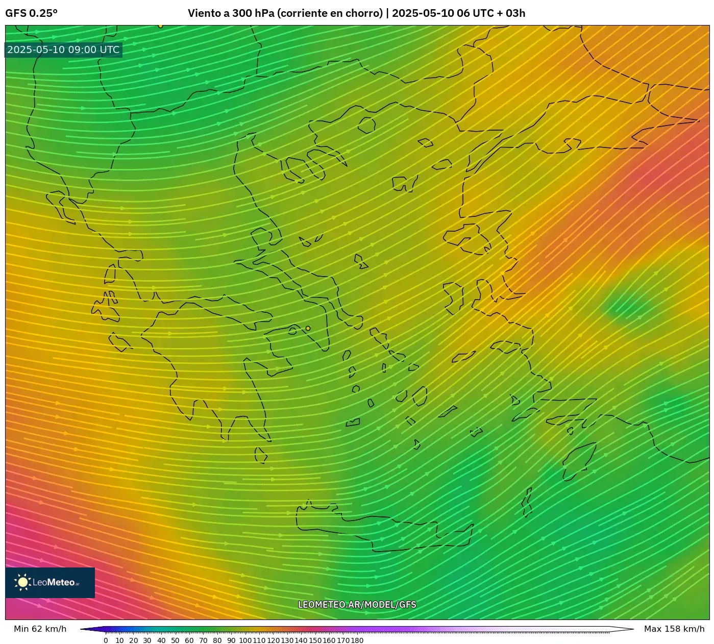 GFS - Grecia, Viento a 300 hPa (corriente en chorro) GFS - Grecia, Viento a 300 hPa (corriente en chorro)