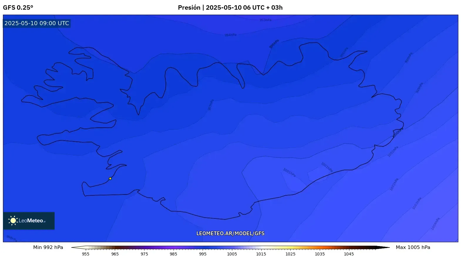 GFS - Islandia, Presión GFS - Islandia, Presión