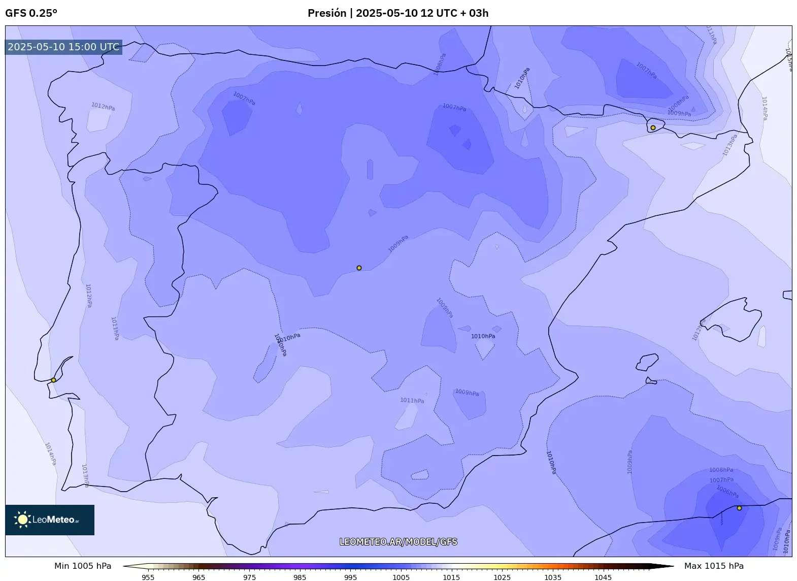 GFS - España, Presión GFS - España, Presión