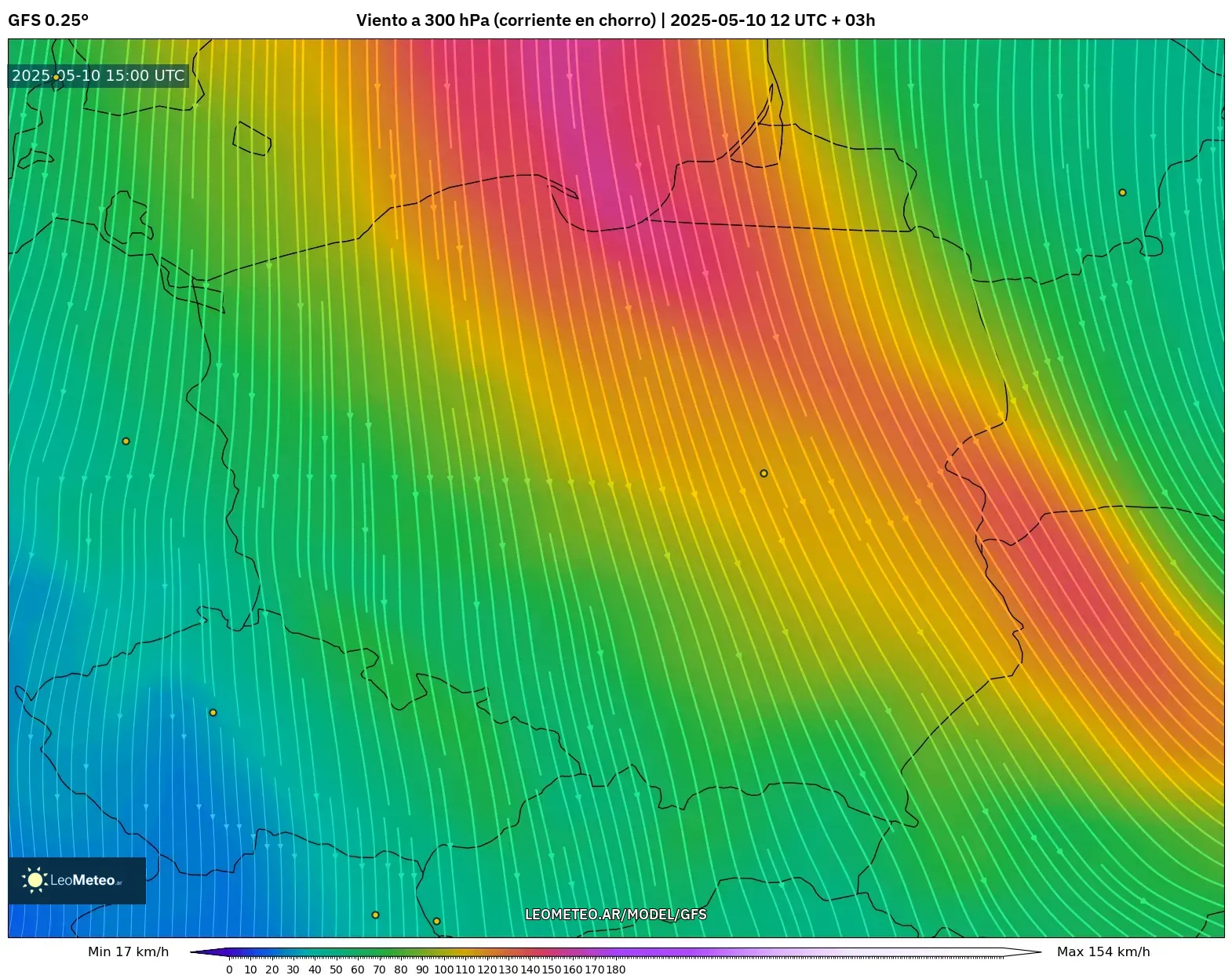 GFS - Polonia, Viento a 300 hPa (corriente en chorro) GFS - Polonia, Viento a 300 hPa (corriente en chorro)