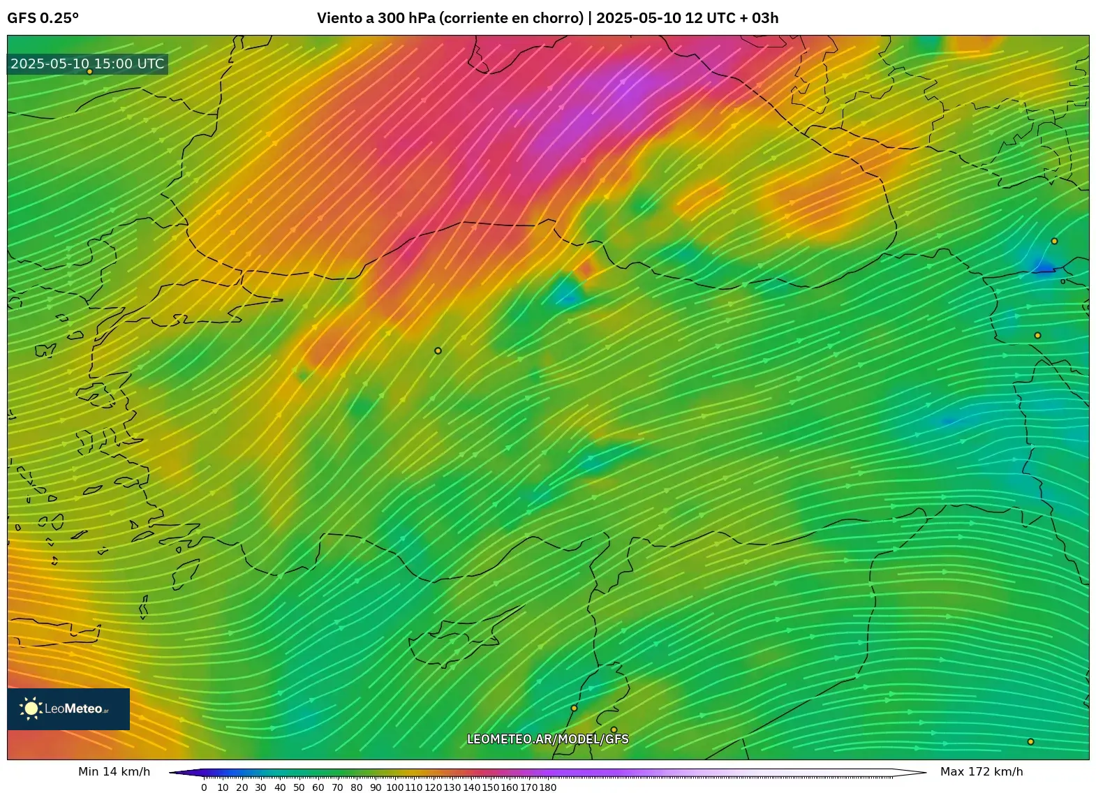 GFS - Turquía, Viento a 300 hPa (corriente en chorro) GFS - Turquía, Viento a 300 hPa (corriente en chorro)