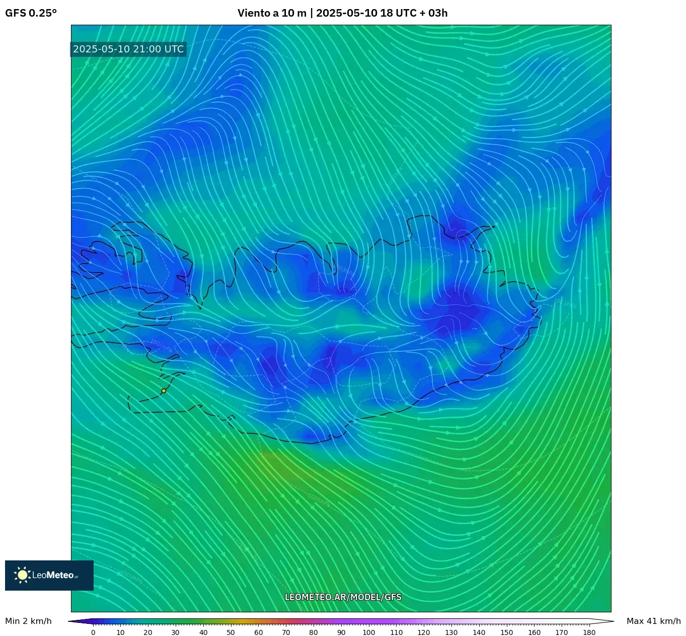 GFS - Argentina, Viento a 10 m GFS - Argentina, Viento a 10 m