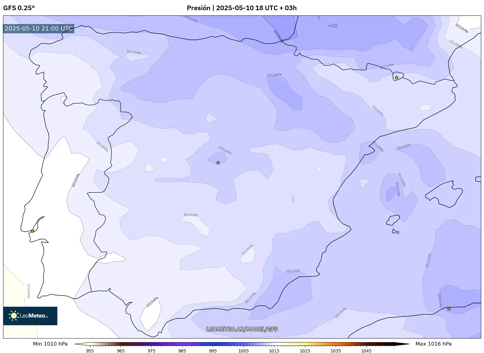 GFS - España, Presión GFS - España, Presión