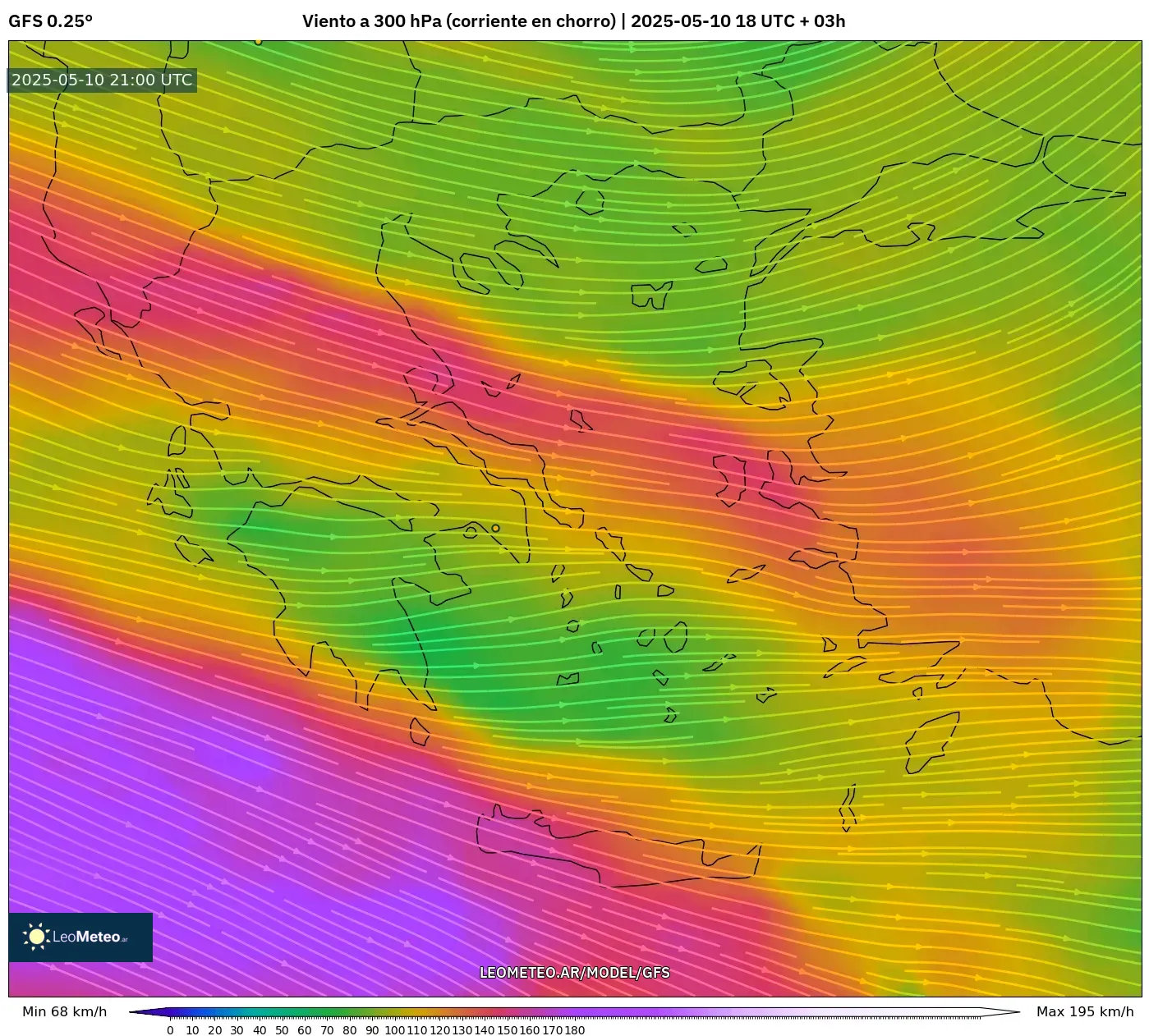 GFS - Grecia, Viento a 300 hPa (corriente en chorro) GFS - Grecia, Viento a 300 hPa (corriente en chorro)