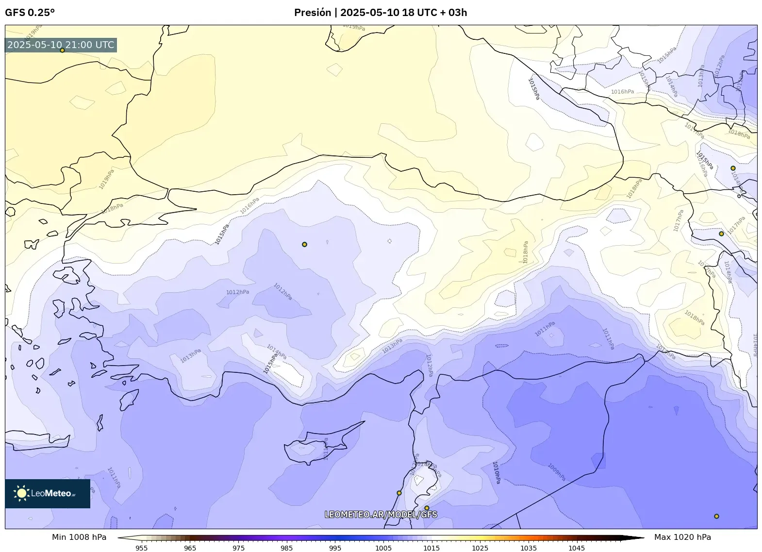 GFS - Turquía, Presión GFS - Turquía, Presión