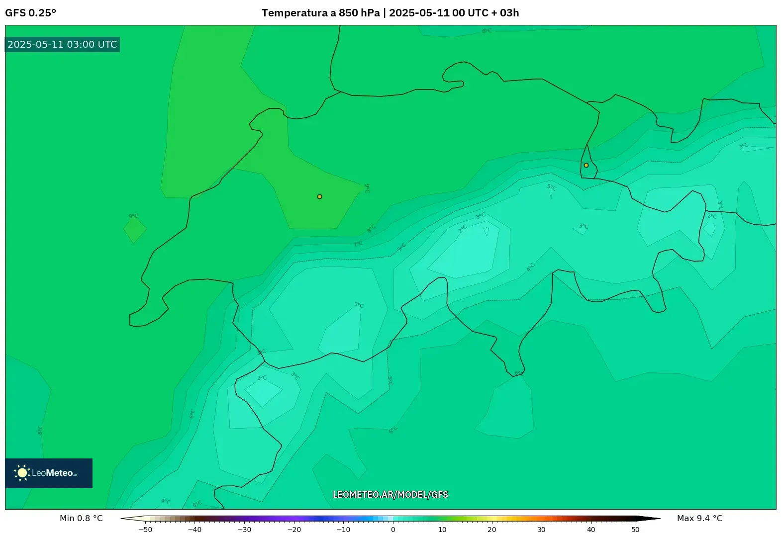 GFS - Suiza, Temperatura a 850 hPa GFS - Suiza, Temperatura a 850 hPa