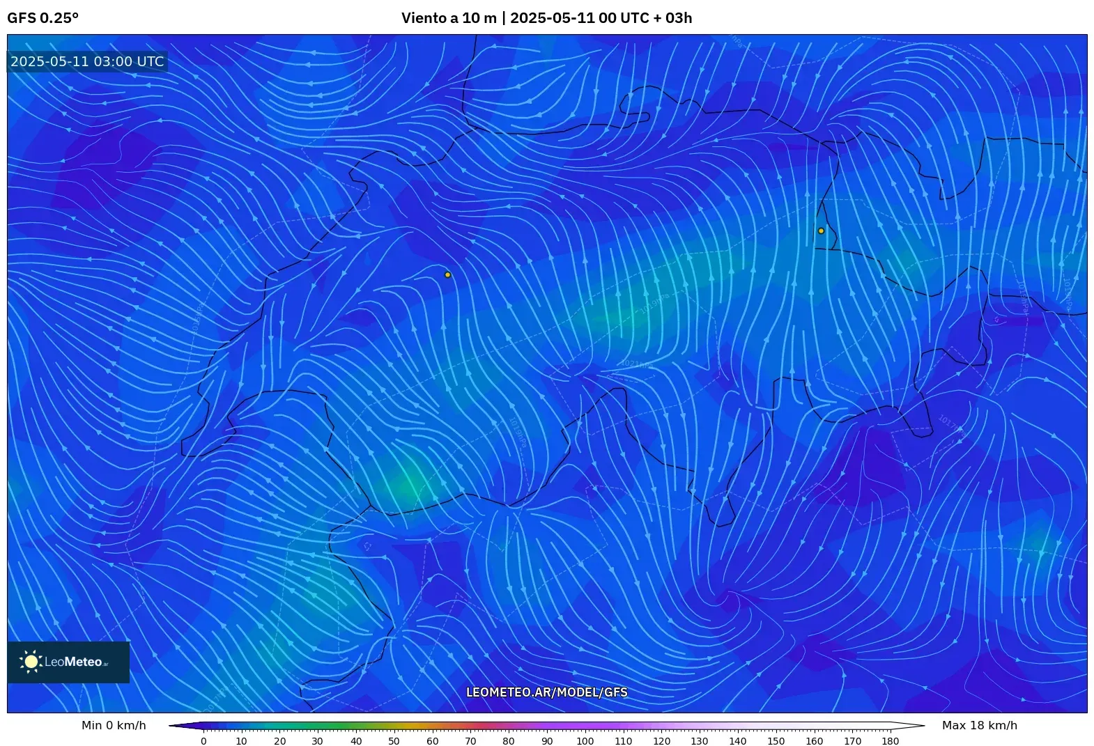 GFS - Suiza, Viento a 10 m GFS - Suiza, Viento a 10 m