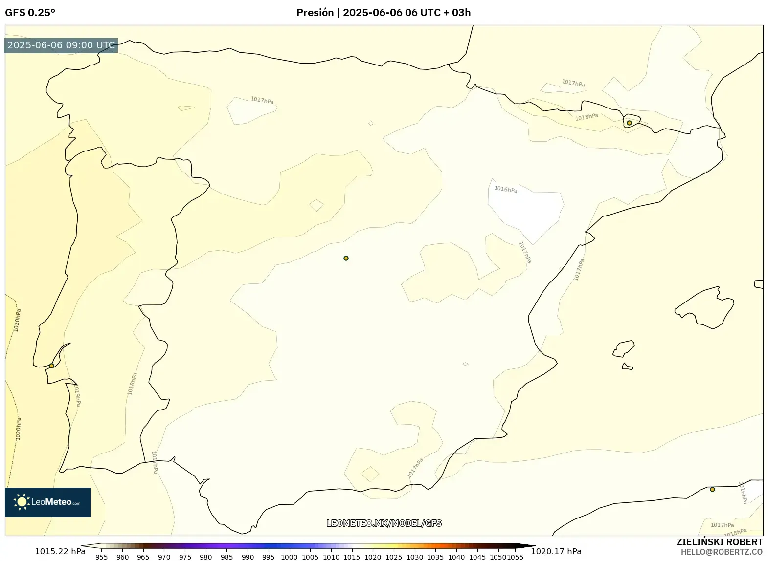 GFS model - España, Presión GFS model - España, Presión