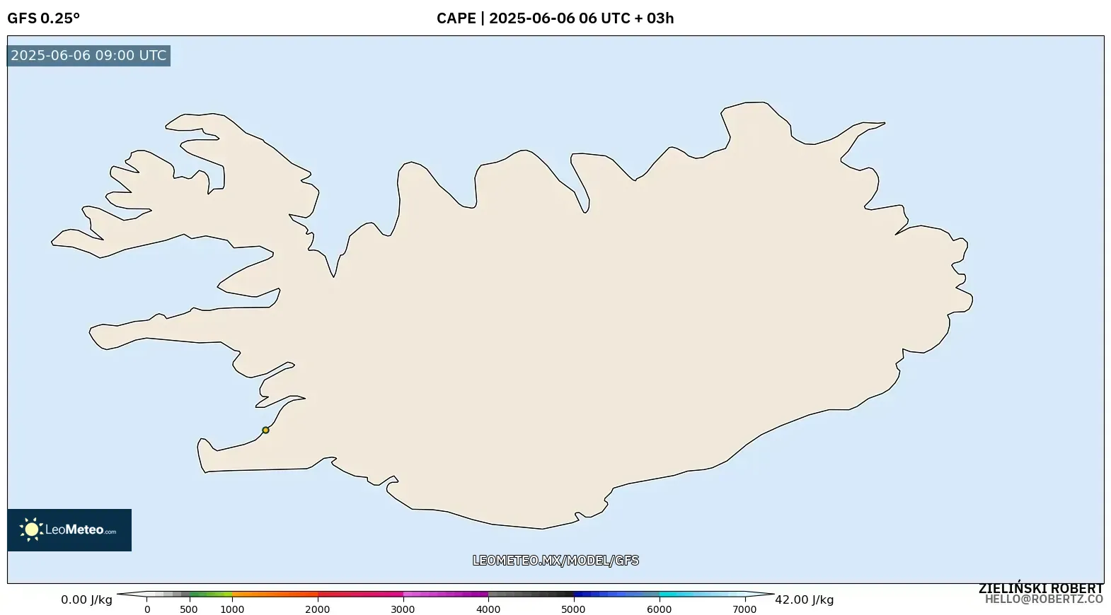 GFS model - Islandia, CAPE