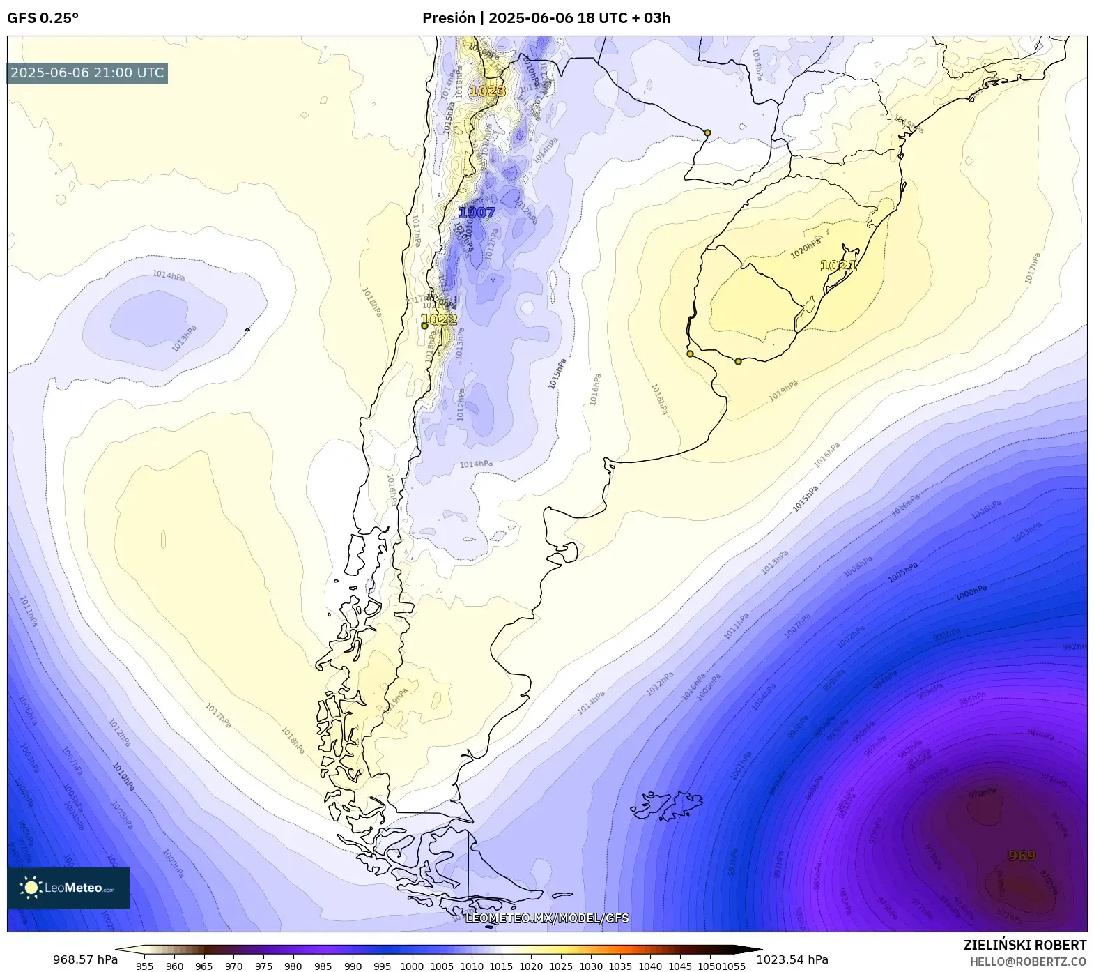 GFS model - Argentina, Presión