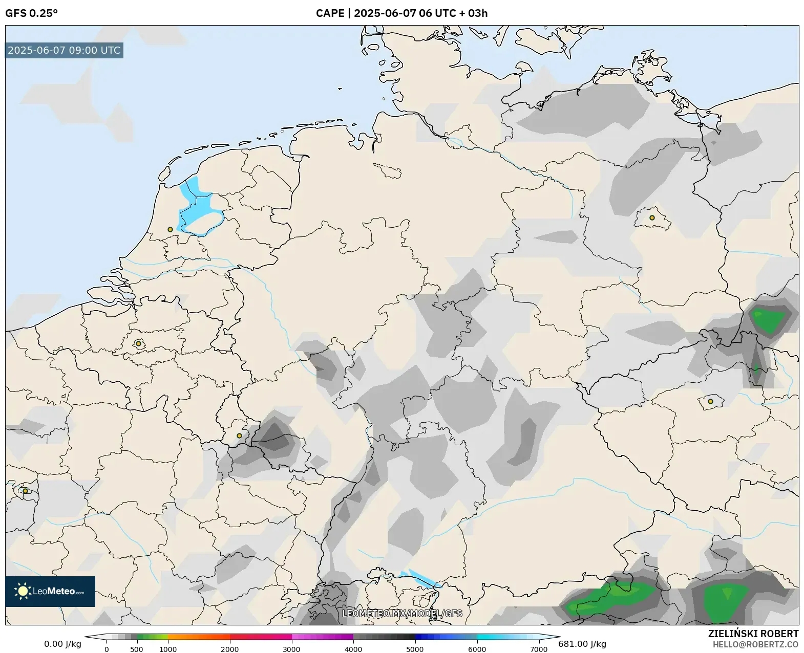 GFS model - Alemania, CAPE