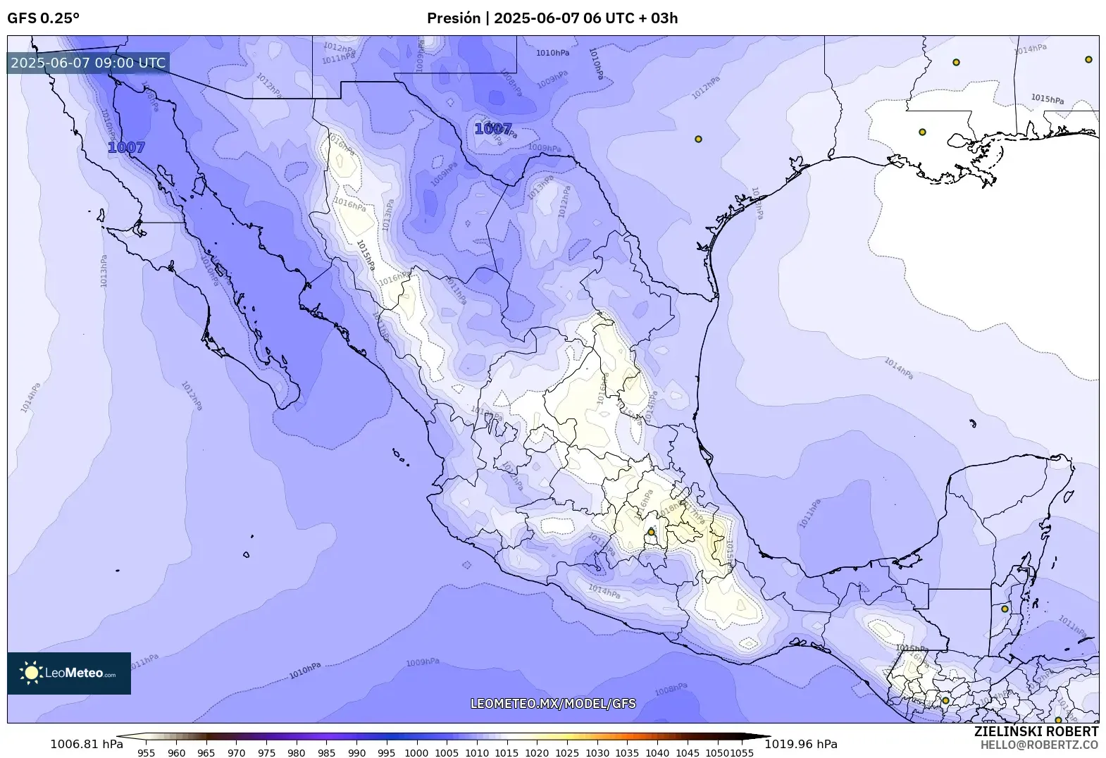GFS model - México, Presión
