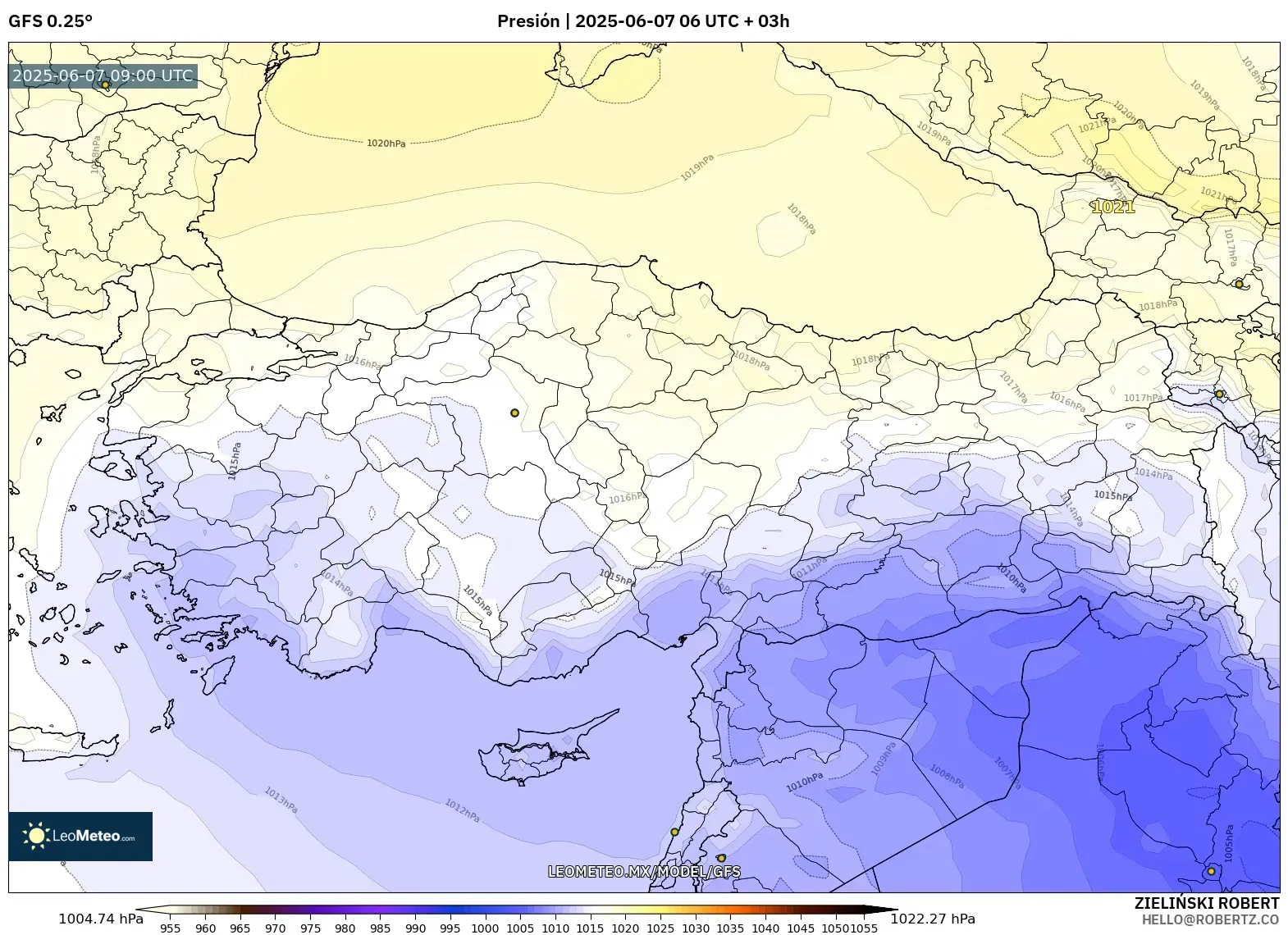 GFS model - Turquía, Presión GFS model - Turquía, Presión