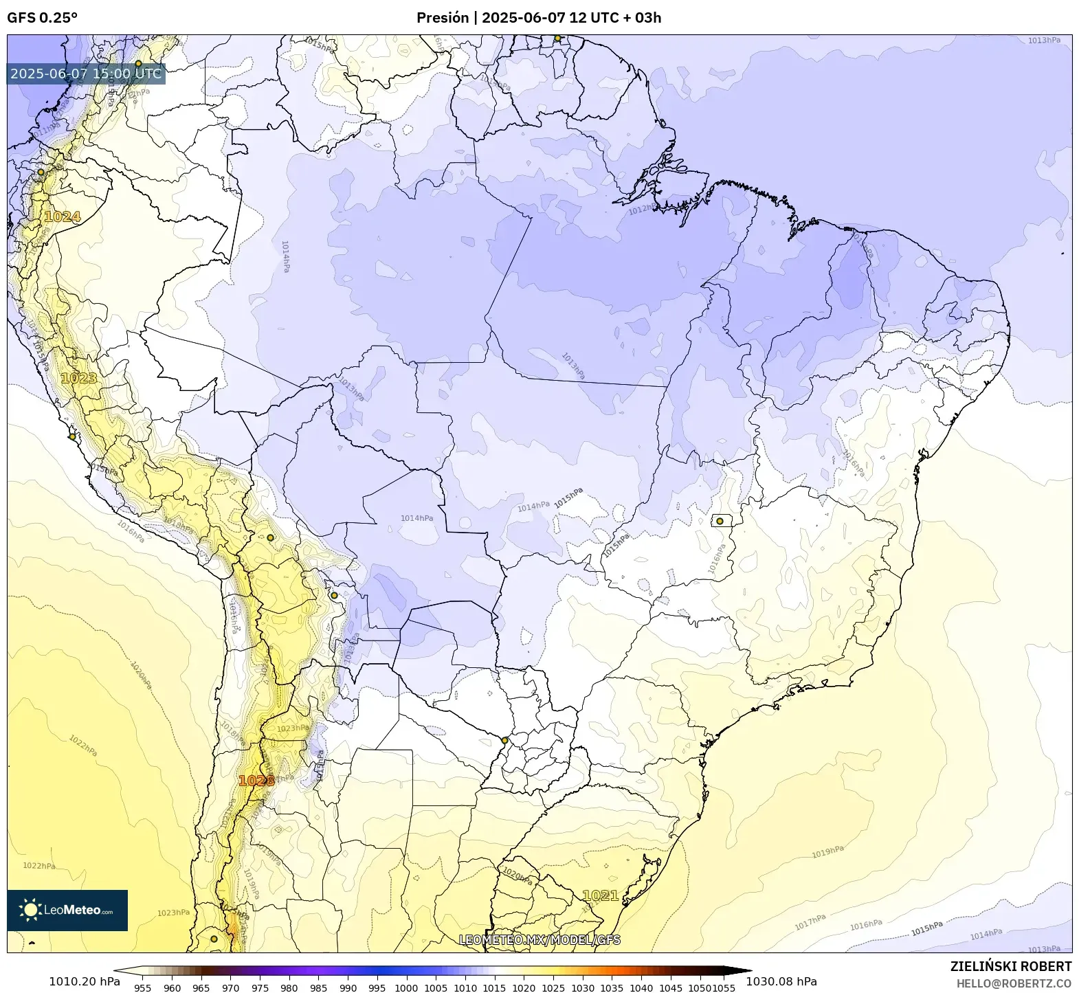 GFS model - Brasil, Presión