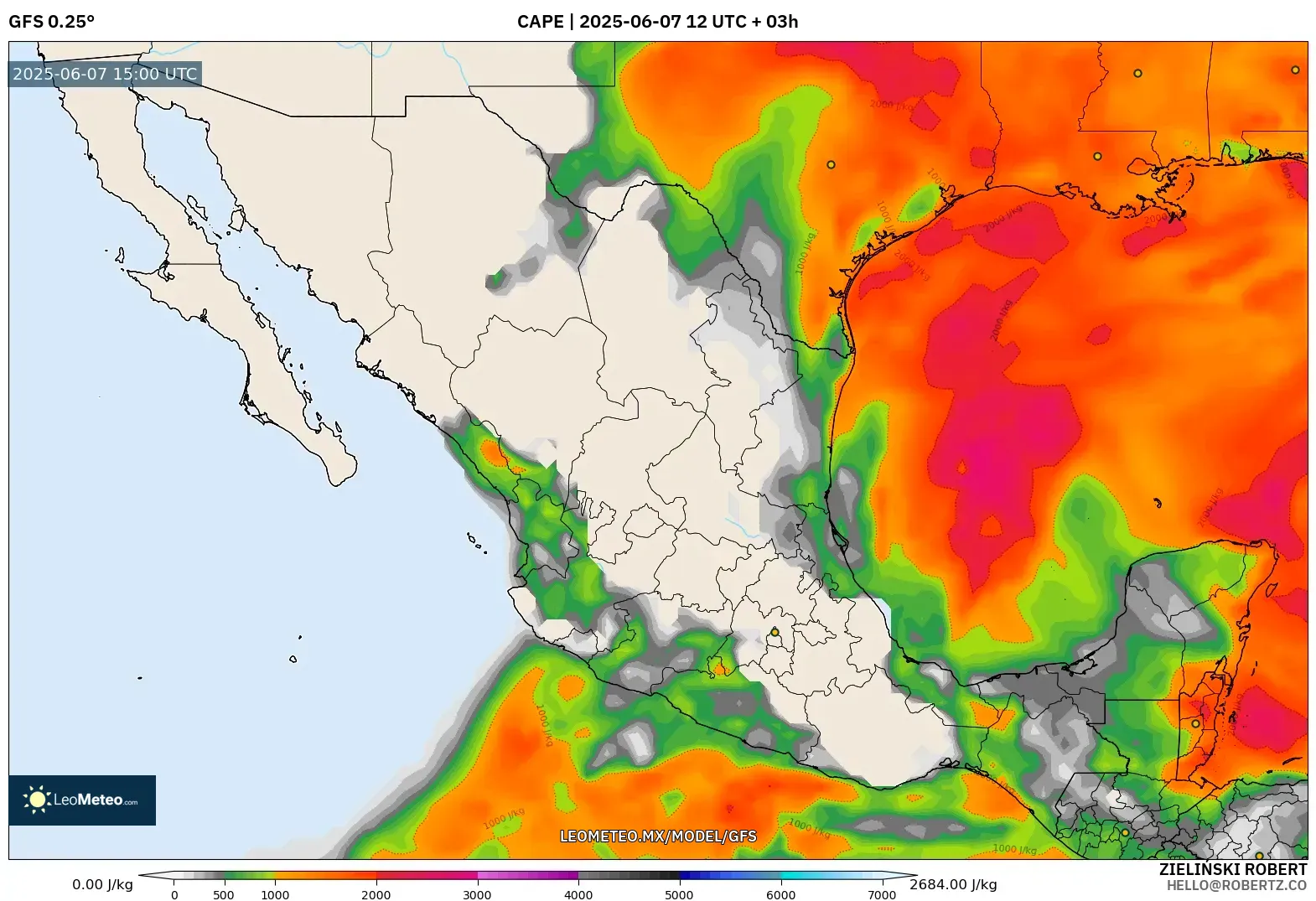 GFS model - México, CAPE