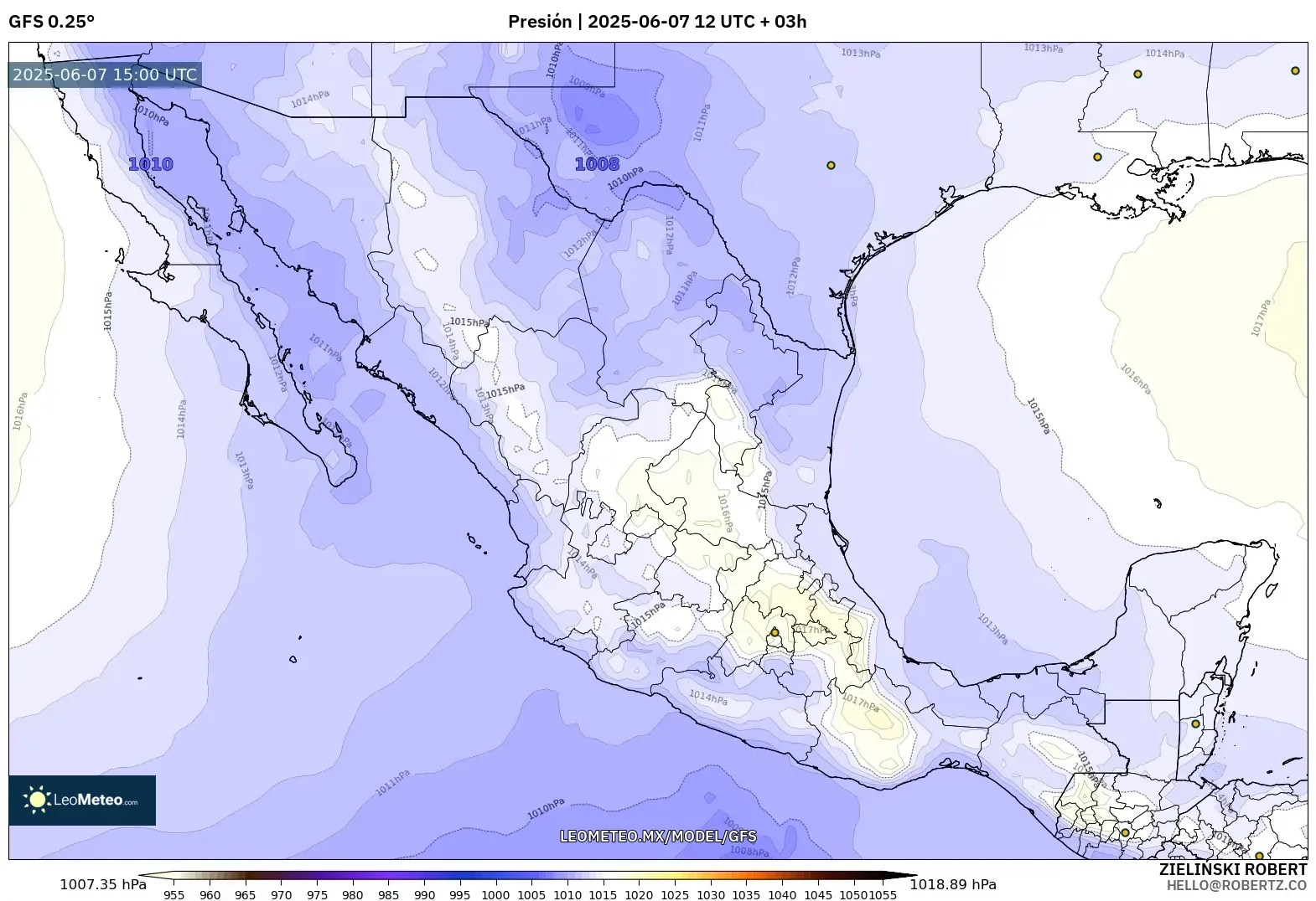 GFS model - México, Presión GFS model - México, Presión