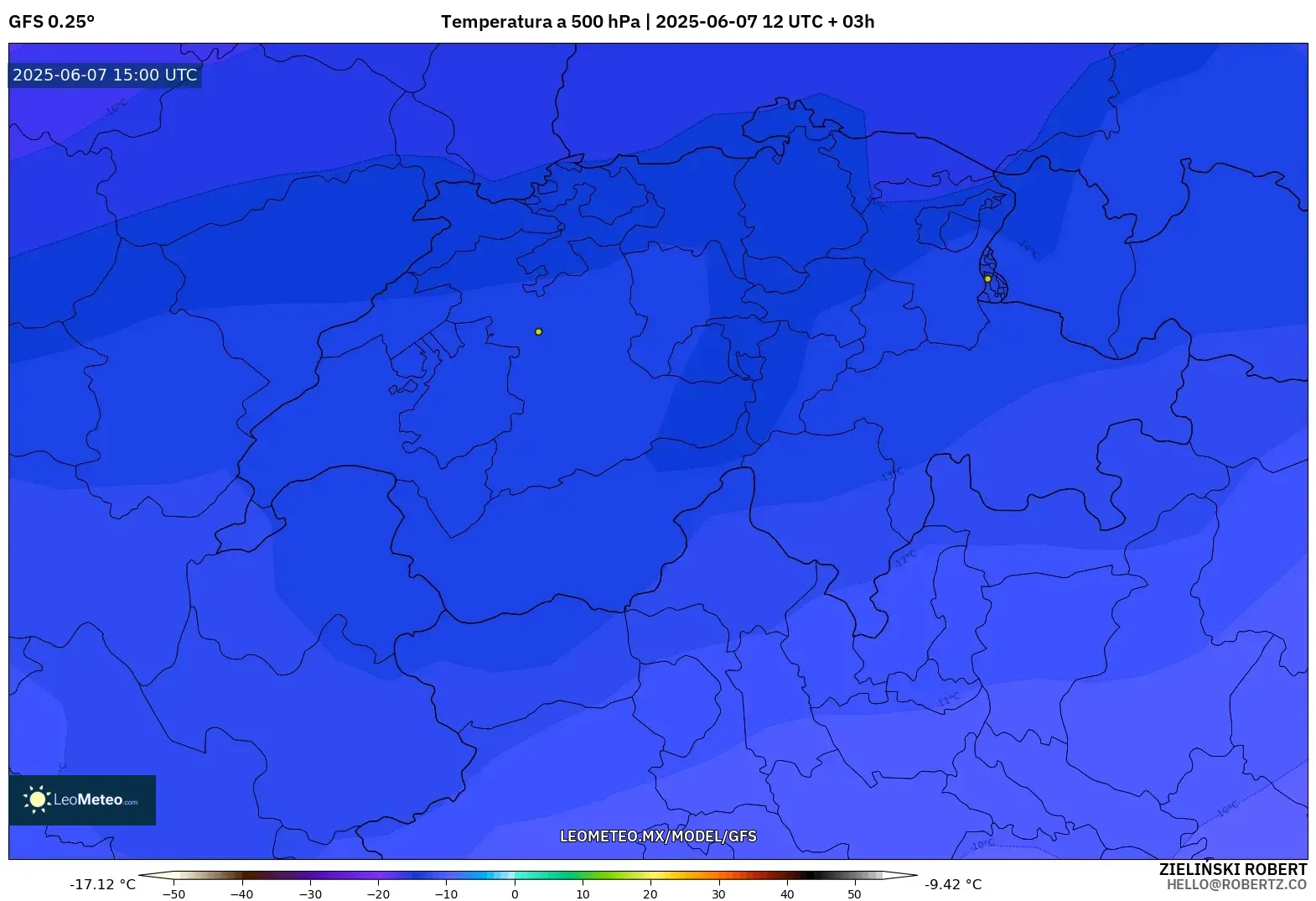 GFS model - Suiza, Temperatura a 500 hPa GFS model - Suiza, Temperatura a 500 hPa
