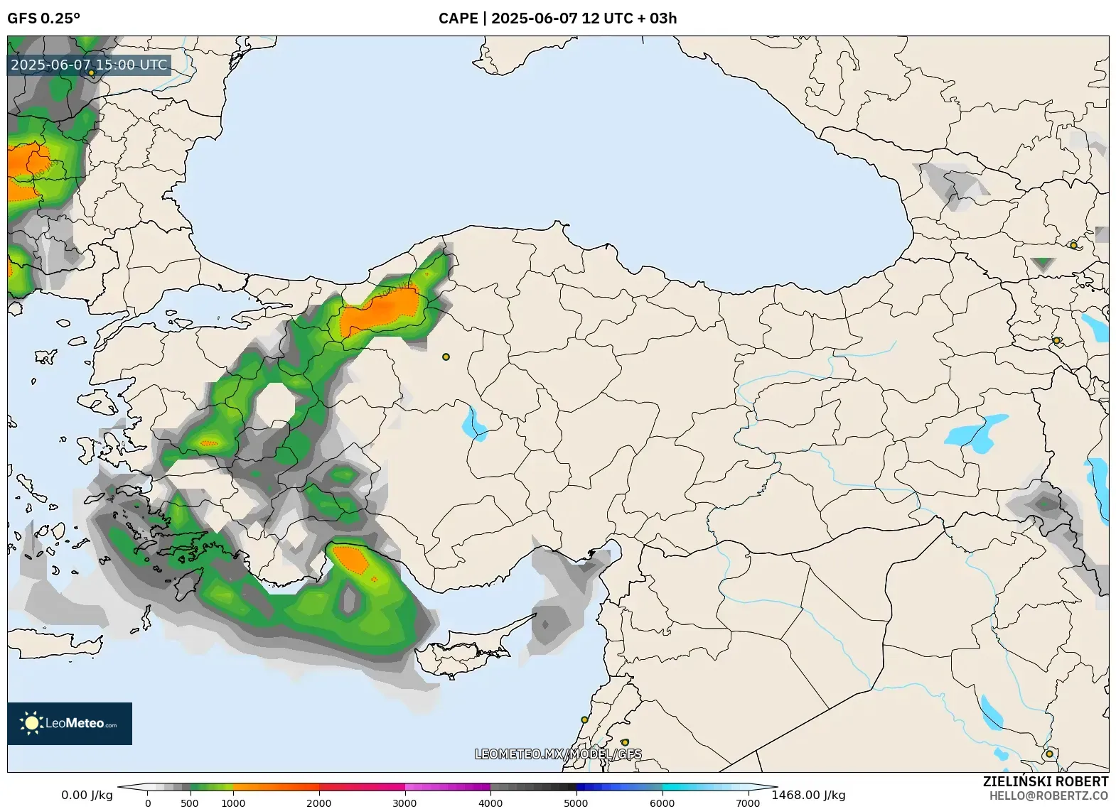 GFS model - Turquía, CAPE