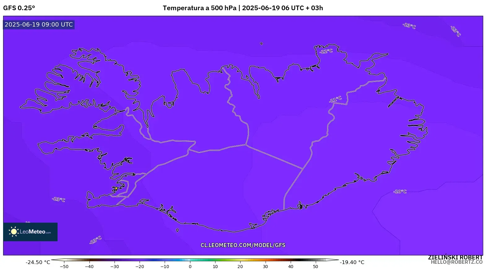 GFS model - Islandia, Temperatura a 500 hPa GFS model - Islandia, Temperatura a 500 hPa