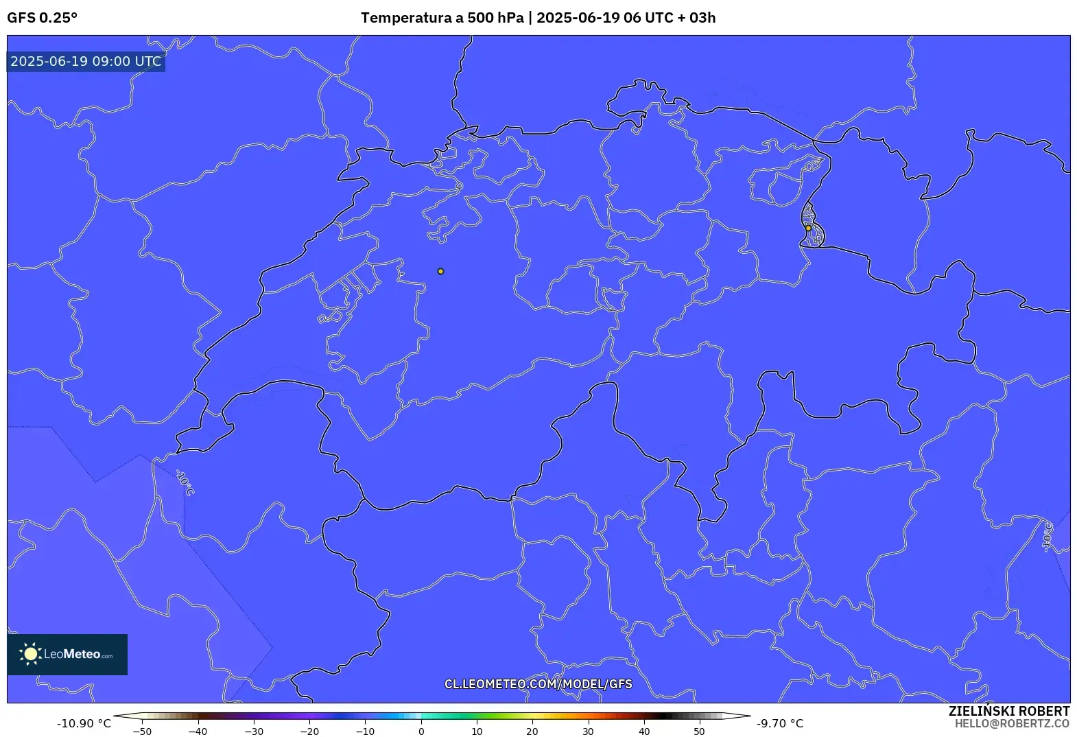 GFS model - Suiza, Temperatura a 500 hPa GFS model - Suiza, Temperatura a 500 hPa