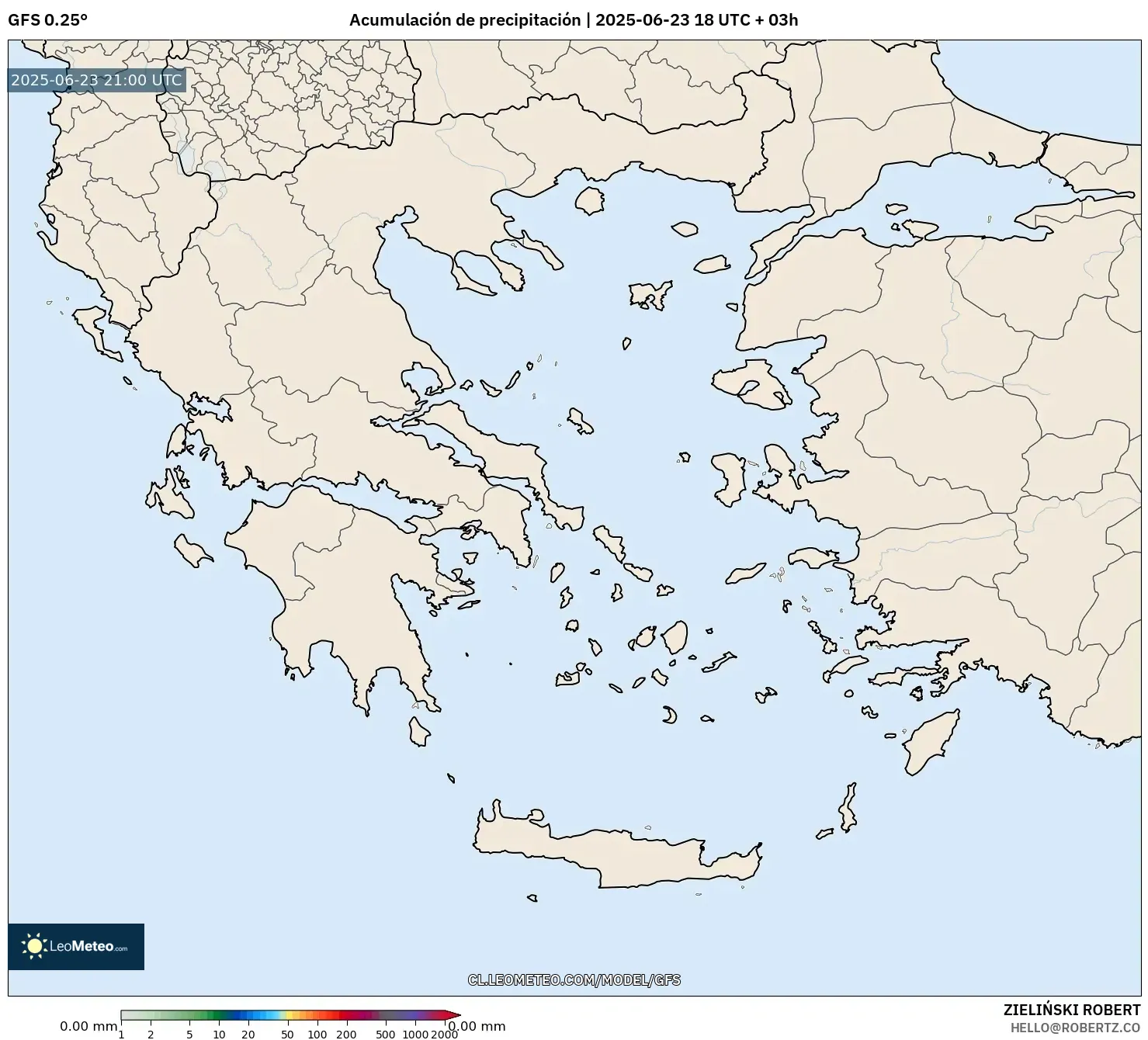 GFS model - Grecia, Acumulación de precipitación
