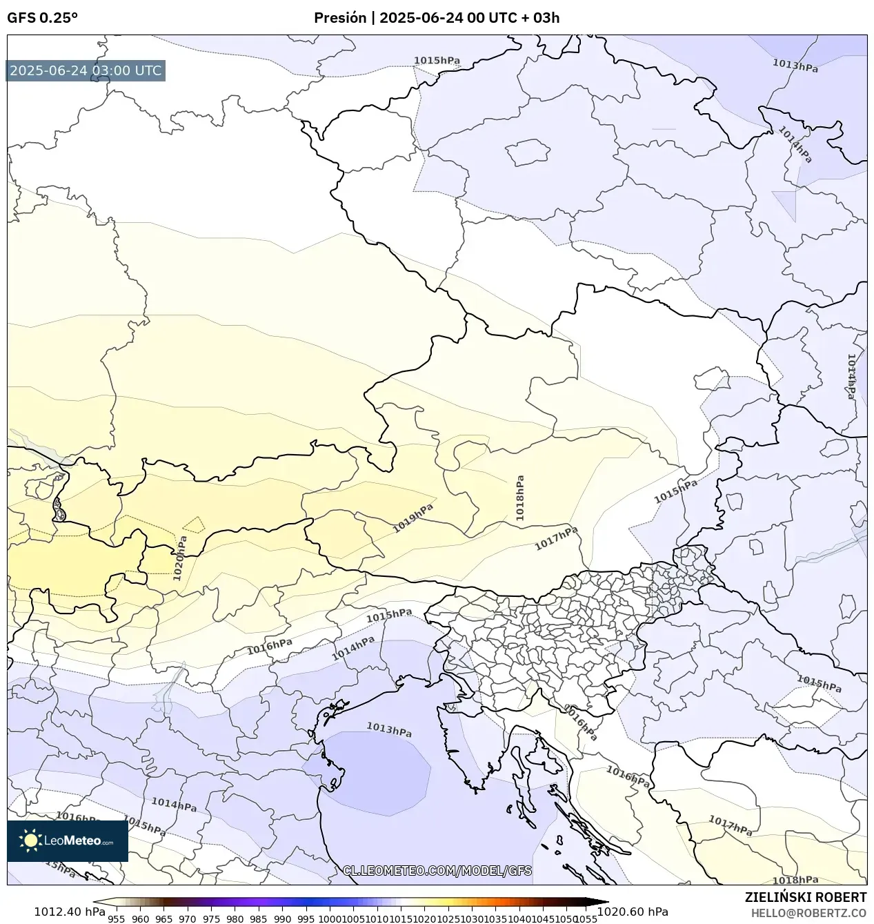 GFS model - Austria, Presión