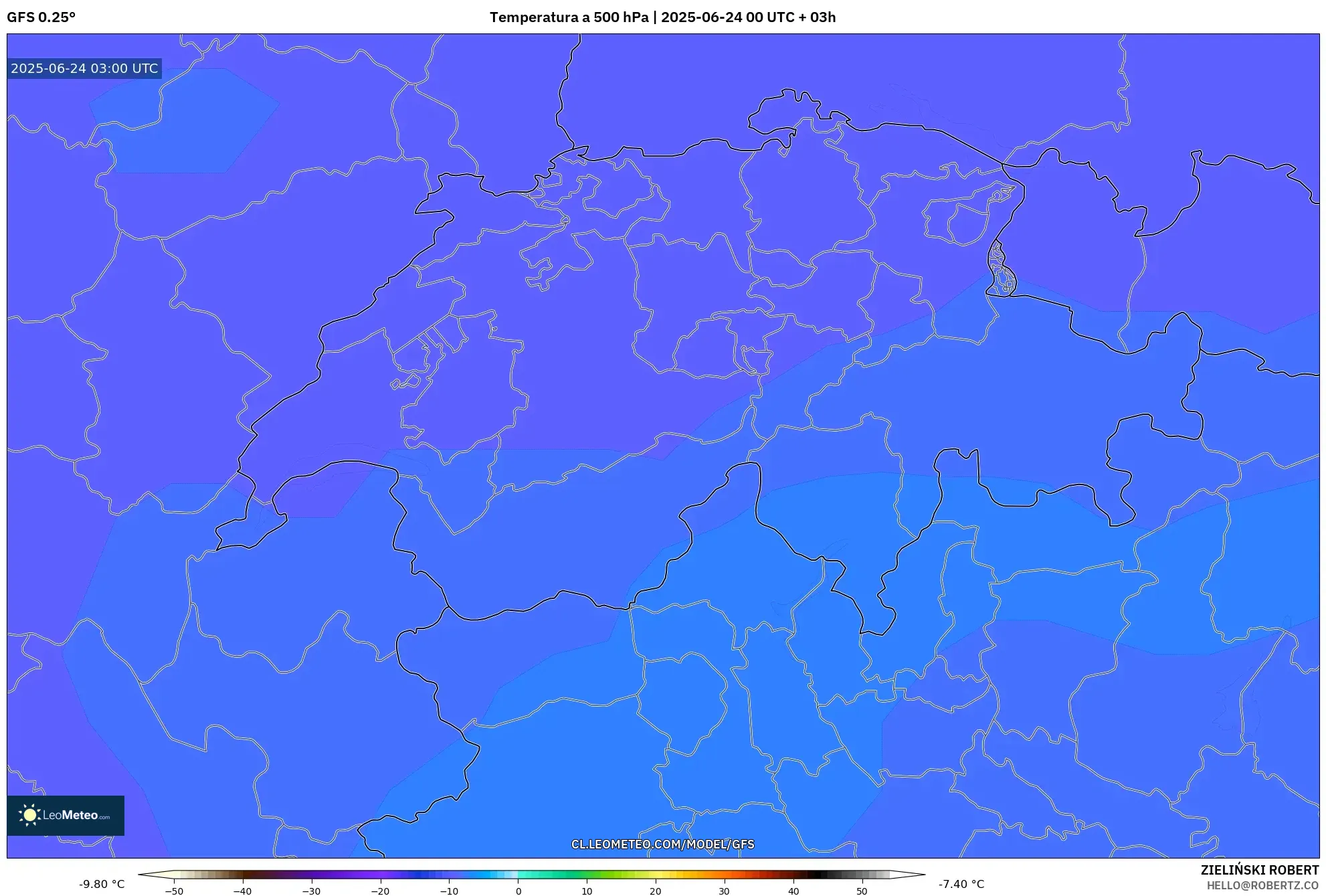 GFS model - Suiza, Temperatura a 500 hPa GFS model - Suiza, Temperatura a 500 hPa
