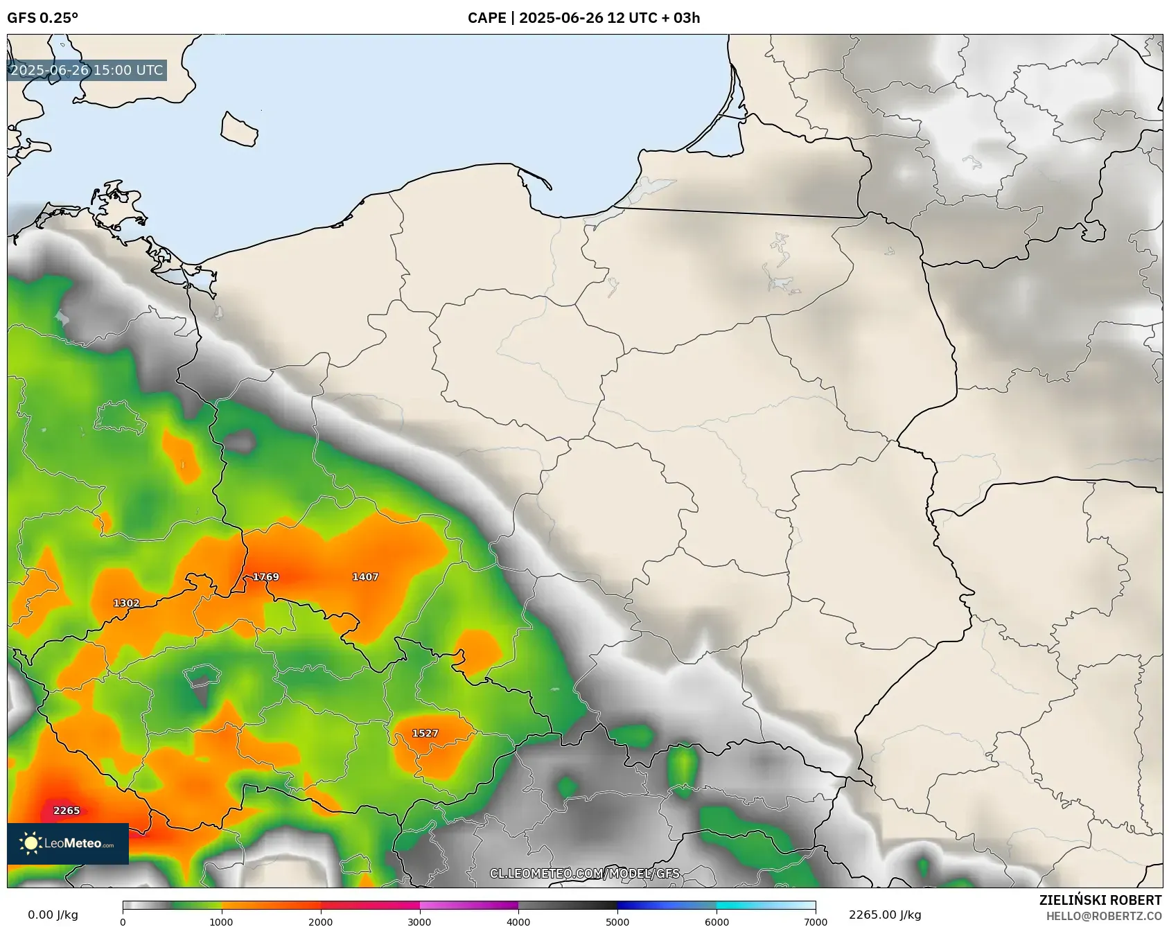 GFS model - Polonia, CAPE GFS model - Polonia, CAPE