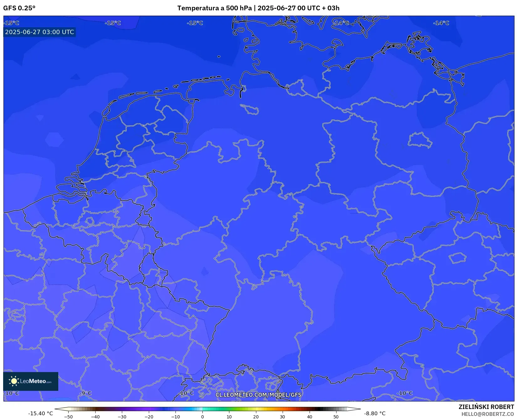 GFS model - Alemania, Temperatura a 500 hPa GFS model - Alemania, Temperatura a 500 hPa