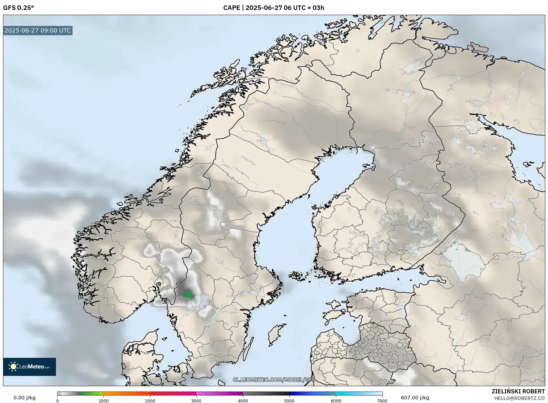 GFS model - Escandinavia, CAPE GFS model - Escandinavia, CAPE
