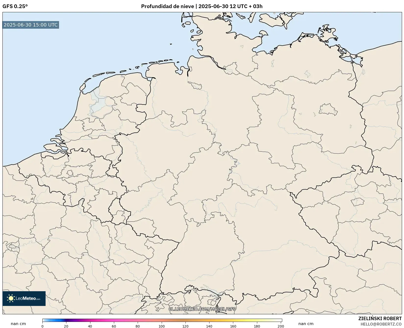 GFS model - Alemania, Profundidad de nieve GFS model - Alemania, Profundidad de nieve