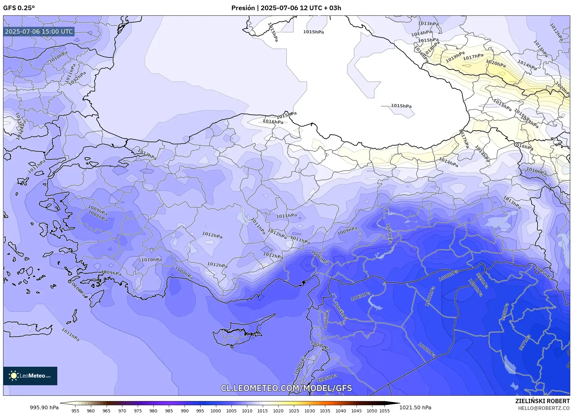 GFS model - Turquía, Presión GFS model - Turquía, Presión