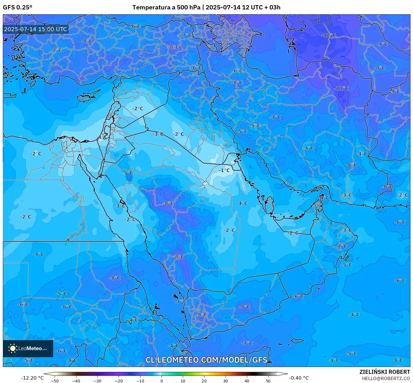 GFS model - Oriente Medio, Temperatura a 500 hPa GFS model - Oriente Medio, Temperatura a 500 hPa