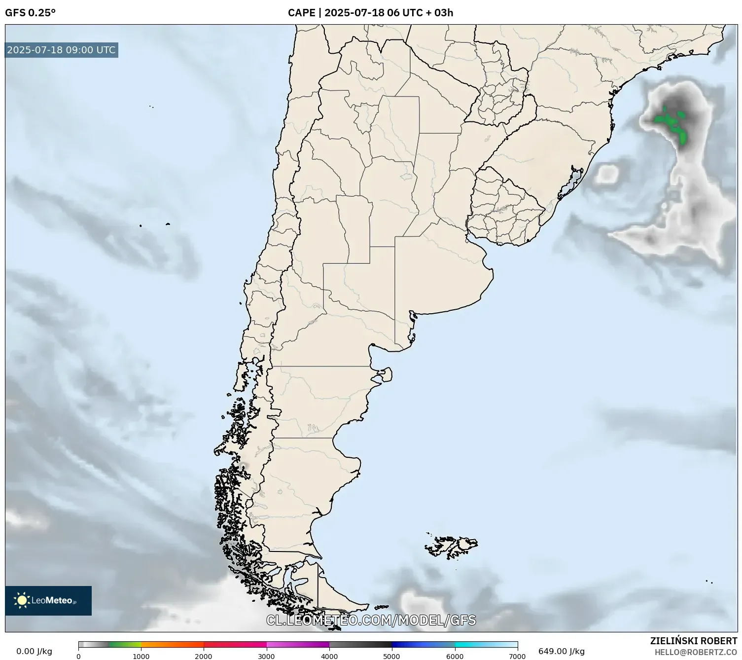GFS model - Argentina, CAPE