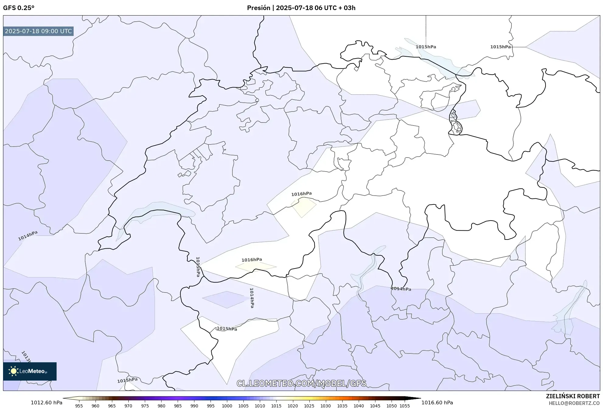 GFS model - Suiza, Presión