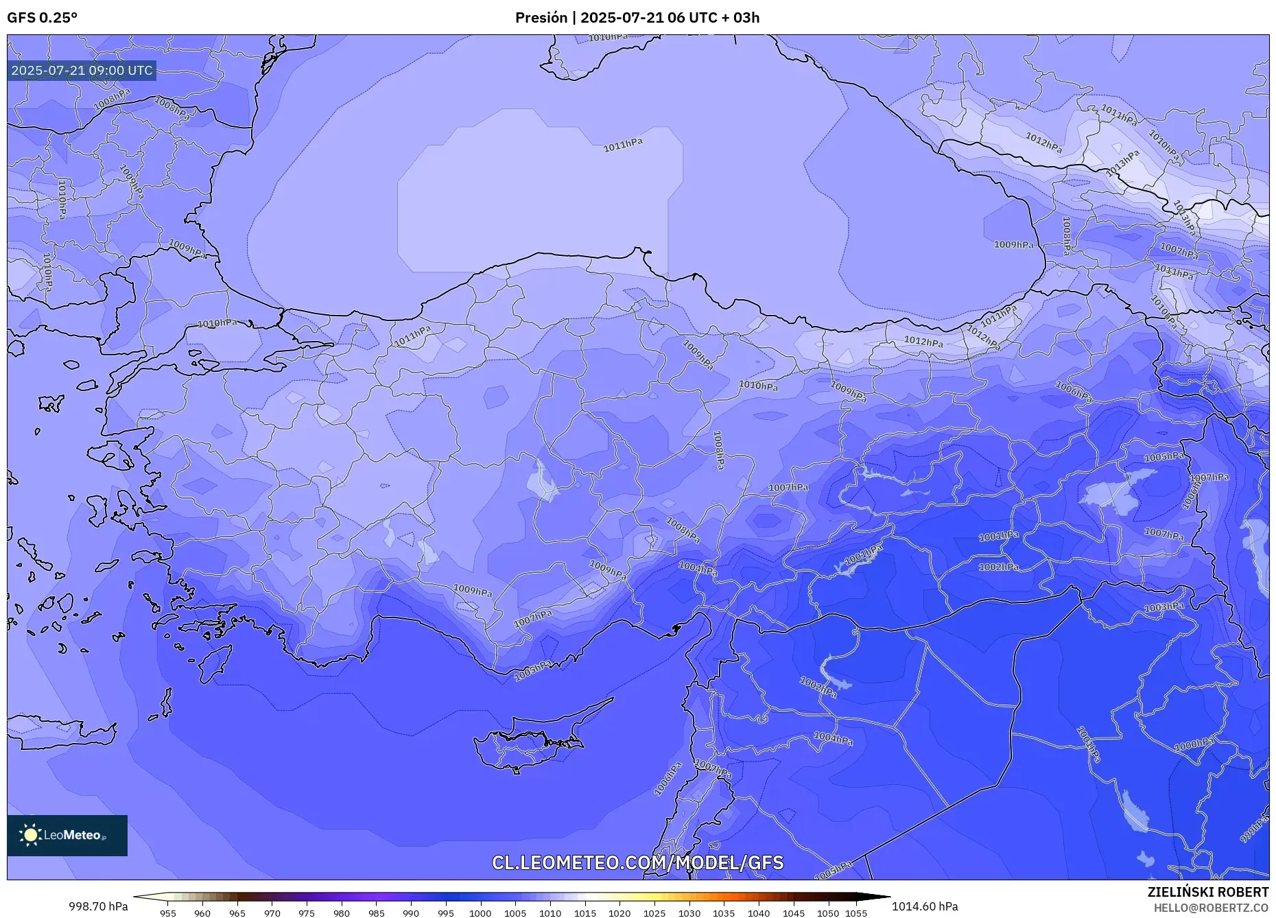 GFS model - Turquía, Presión GFS model - Turquía, Presión
