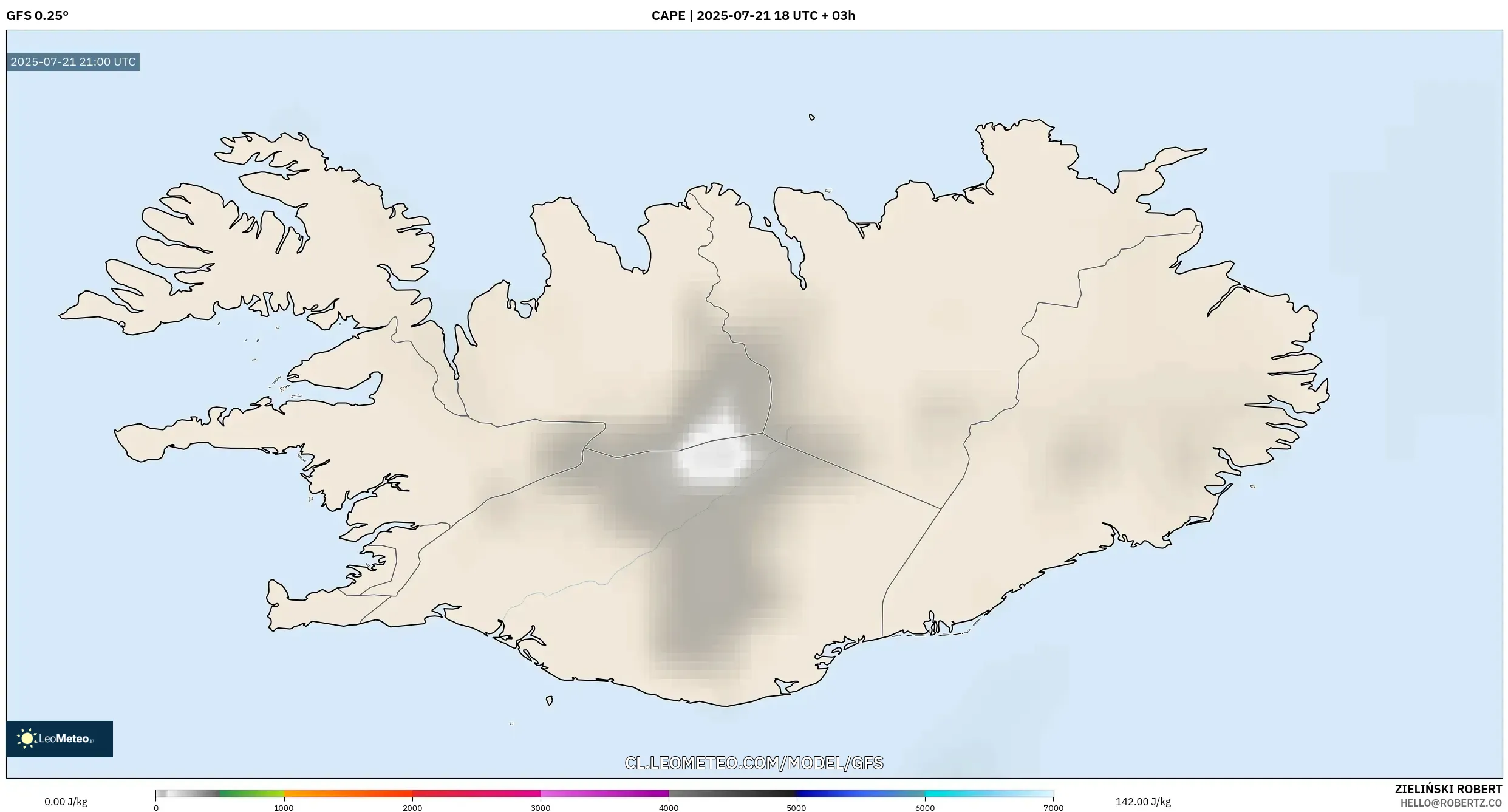GFS model - Islandia, CAPE
