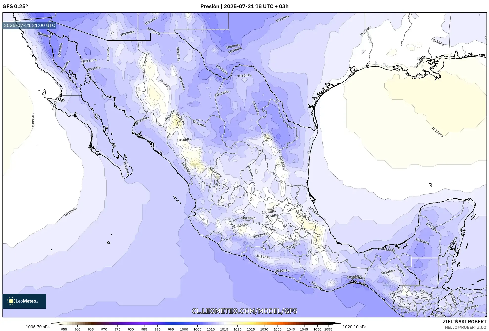 GFS model - México, Presión