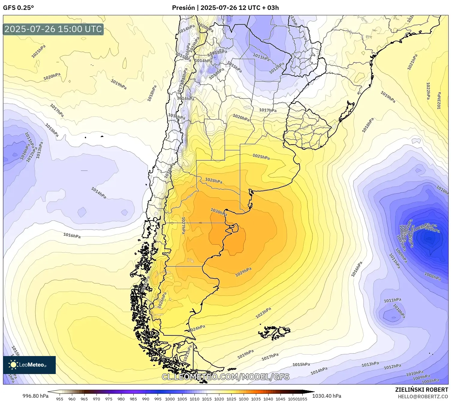 GFS model - Argentina, Presión
